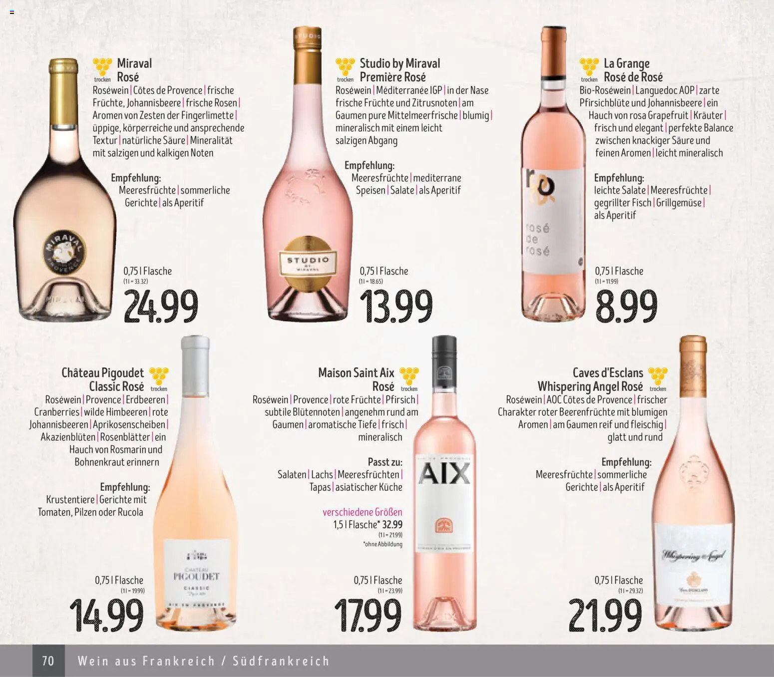 Edeka Struve Wein– und Spirituosen – gültig ab 14.11.2025 | Seite: 70 | Produkte: Rosewein, Küche, Fisch, Lachs