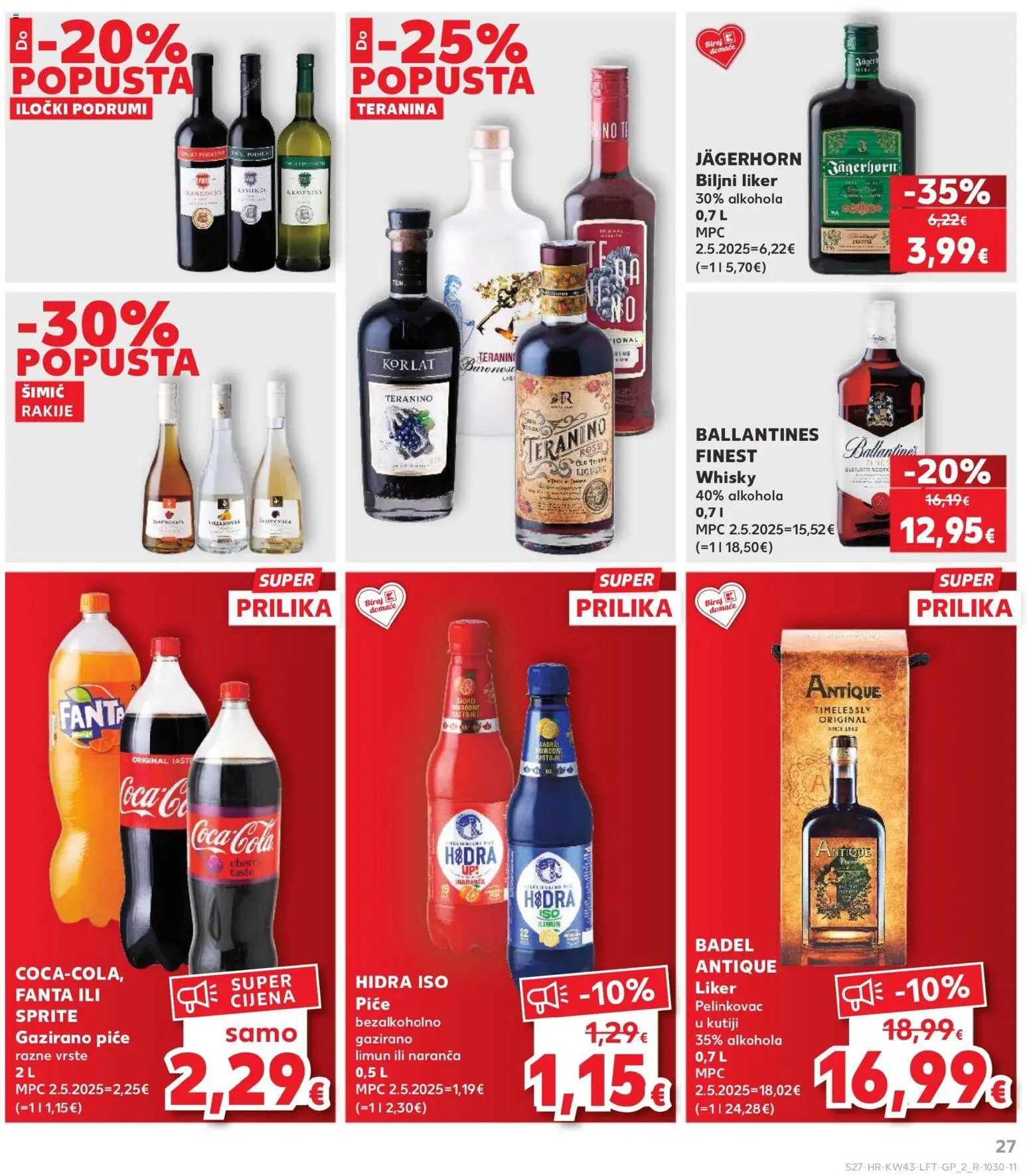 Kaufland katalog | vrijedi od 21.10.2026 | Stranica: 27 | Proizvodi: Fanta, Ballantine's, Limun, Biljni liker