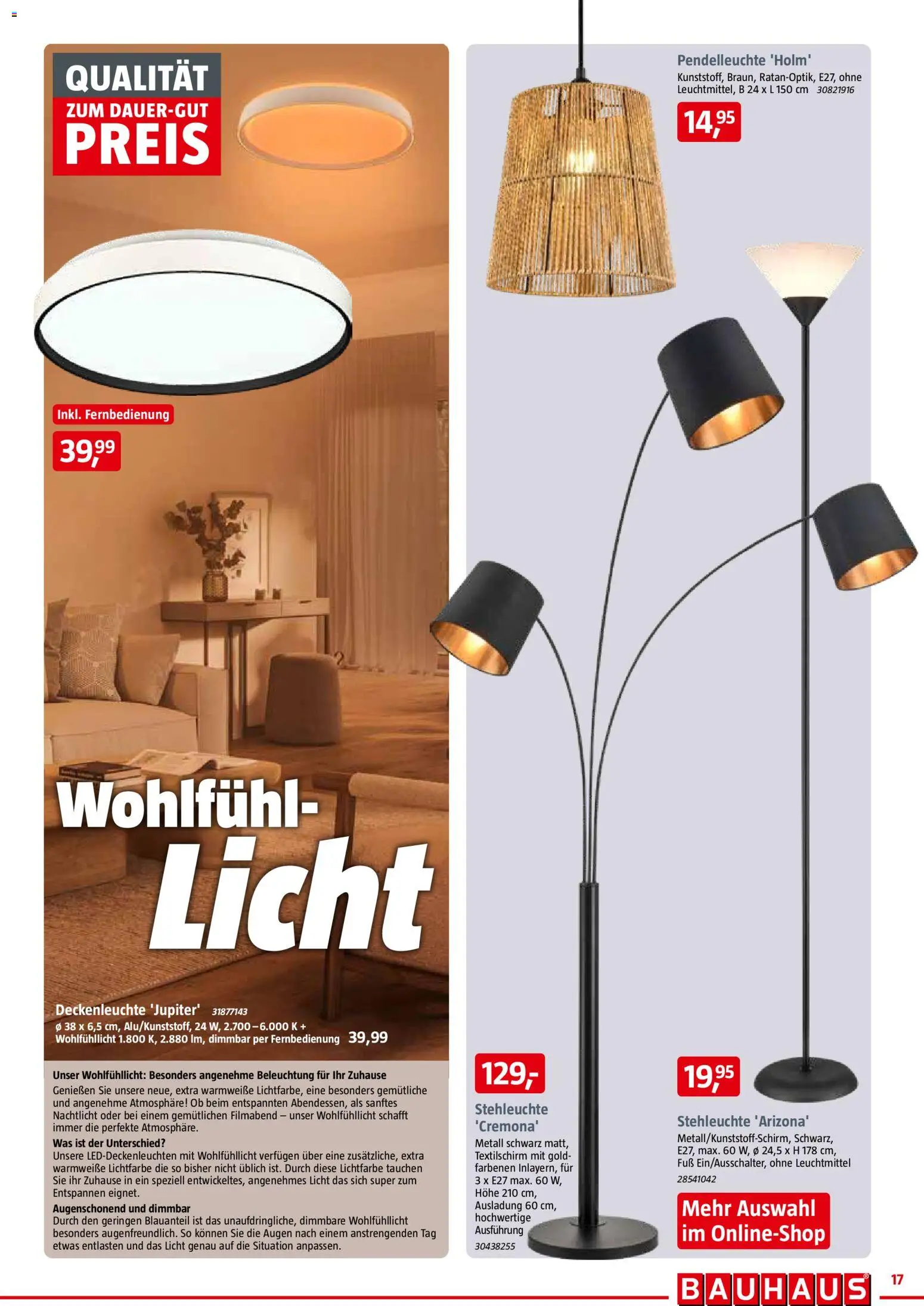 Bauhaus Prospekt – gültig ab 30.10.2026 | Seite: 17 | Produkte: Nachtlicht
