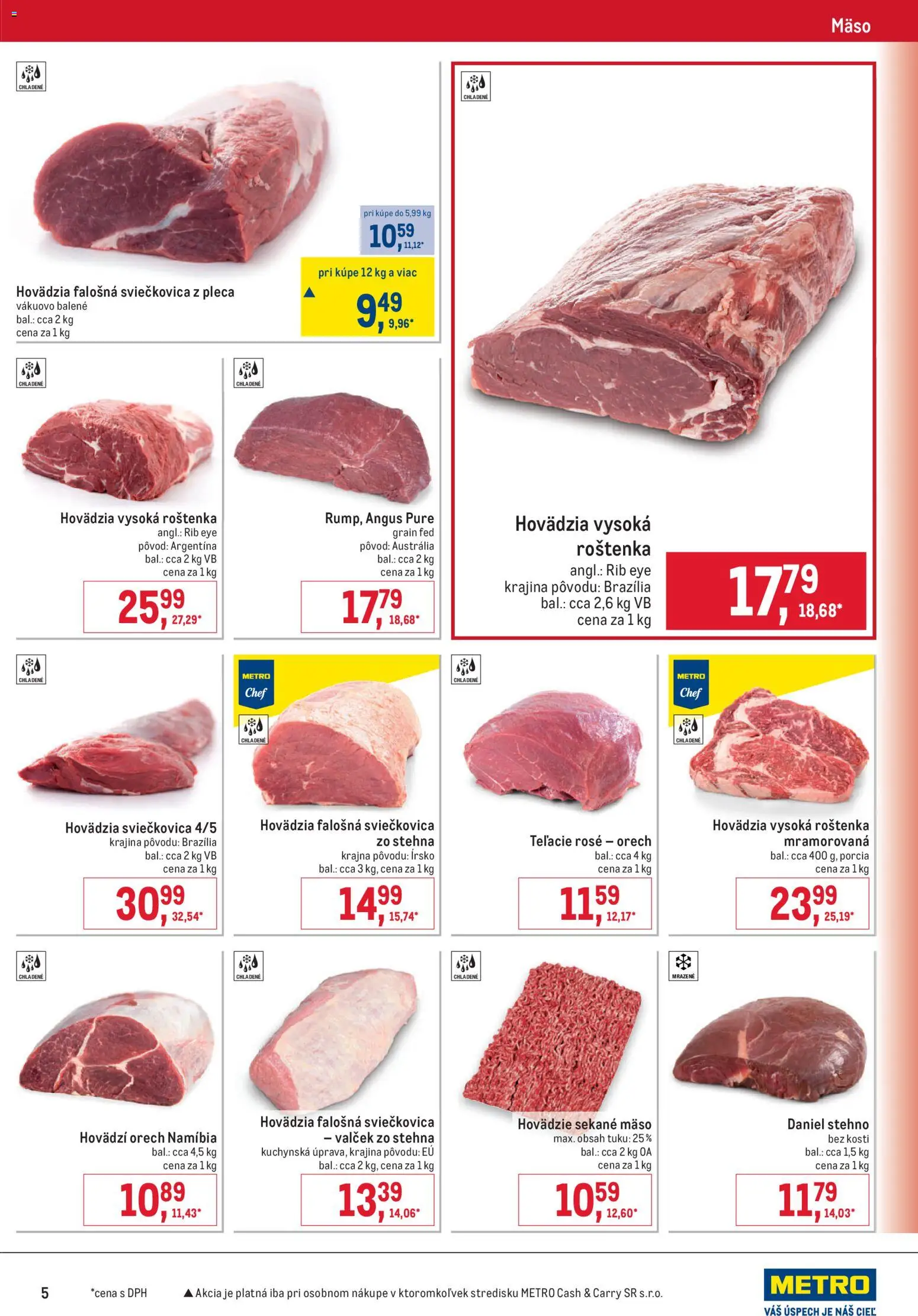 Nové Metro akcie – leták je platný od 23.09.2026 | Strana: 5 | Produkty: Mäso, Stehná, Roštenka