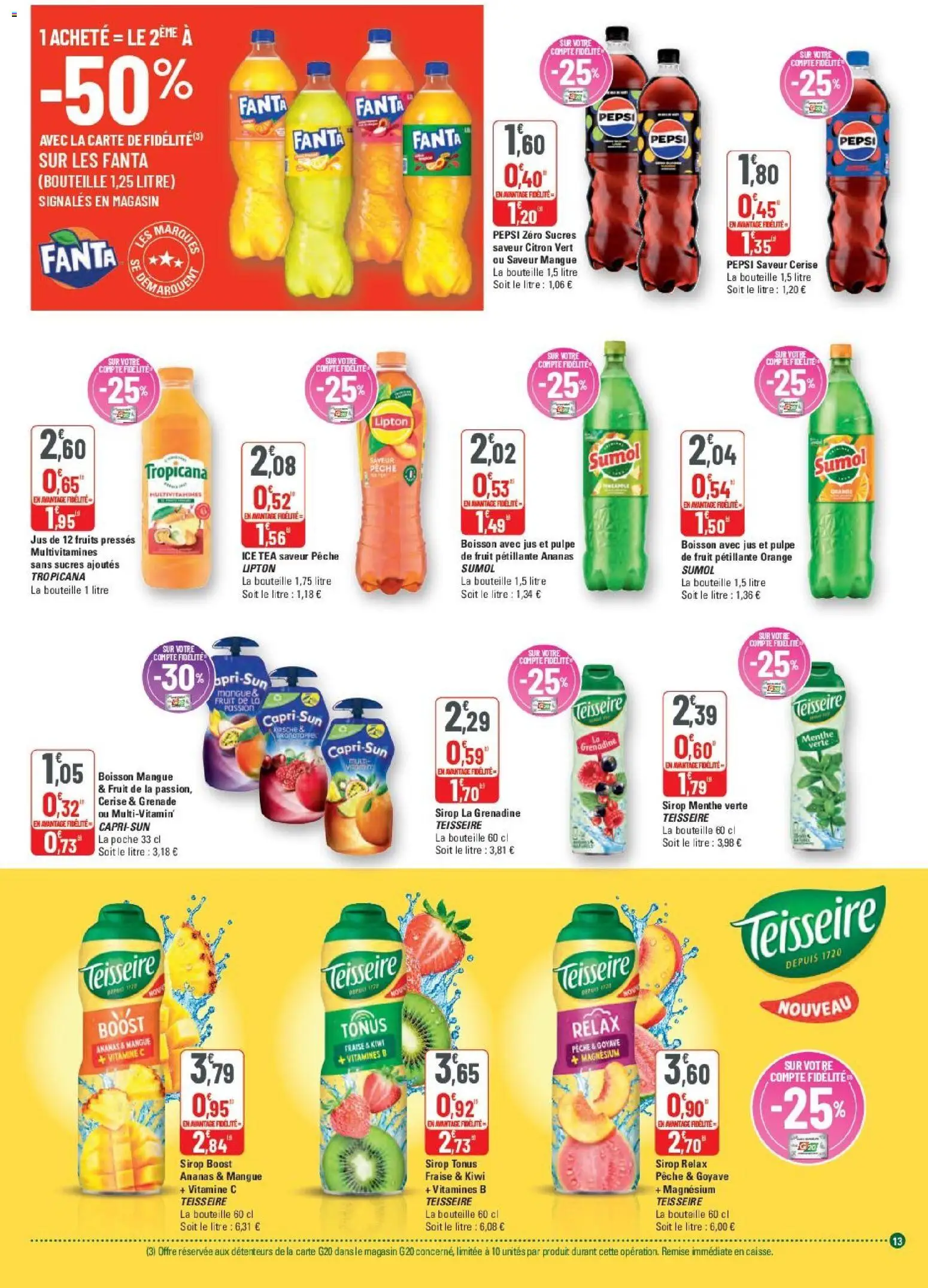 {H1} | Page: 13 | Produits: Orange, Jus, Ananas, Cerise