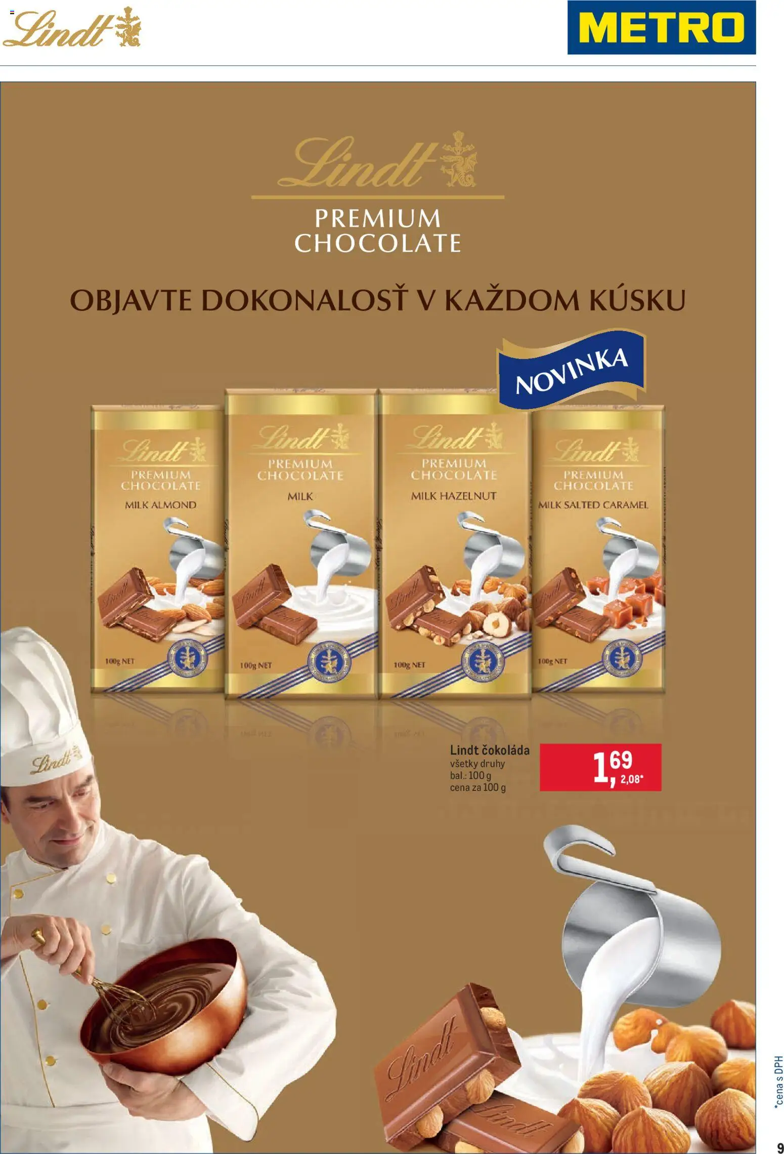 Nové Metro akcie – leták je platný od 26.08.2026 | Strana: 9 | Produkty: Lindt, Čokoláda