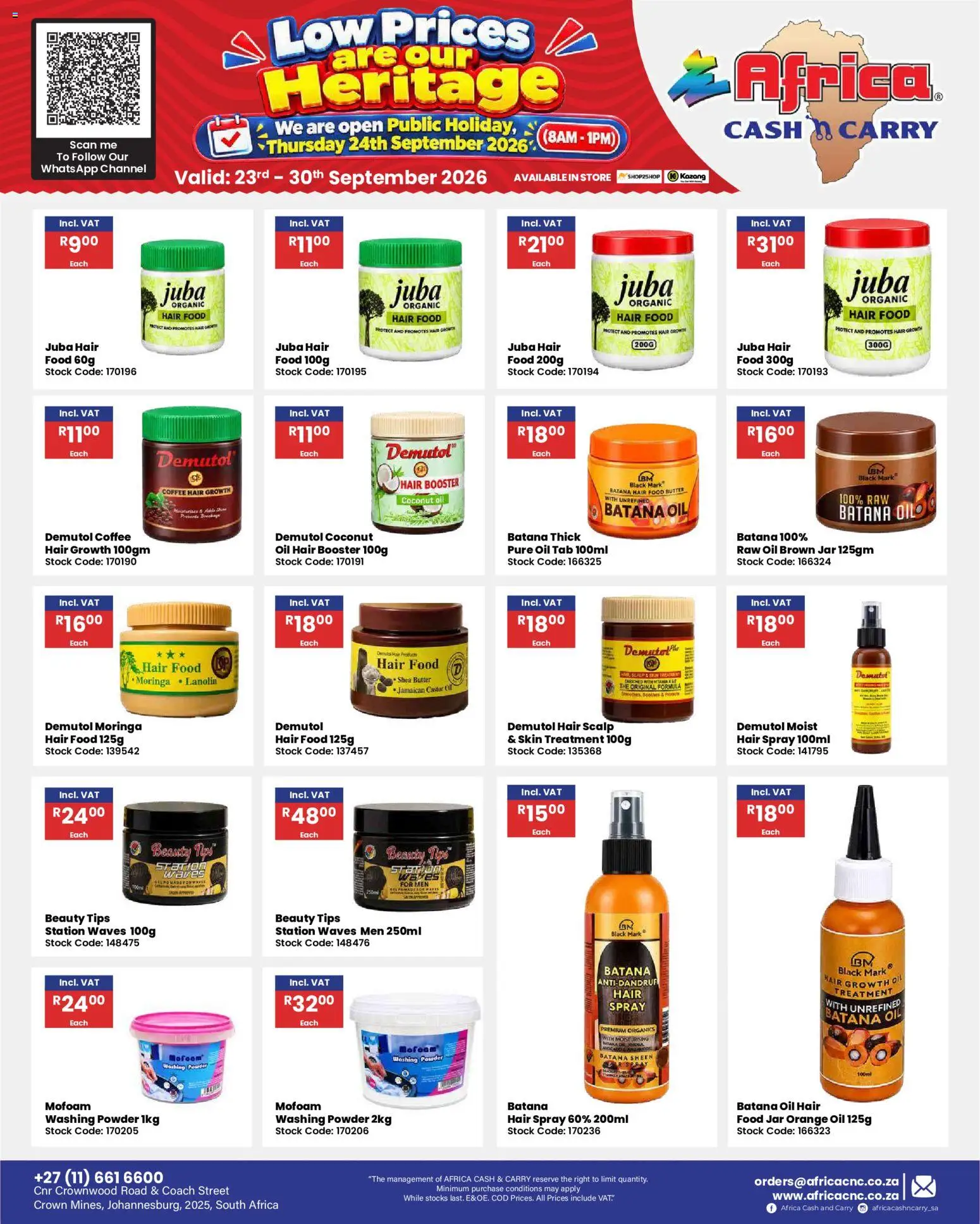 New Africa Cash & Carry catalogue – valid from 23/09/2026 | Page: 68 | Products: Oil, Coffee, Powder, Washing powder