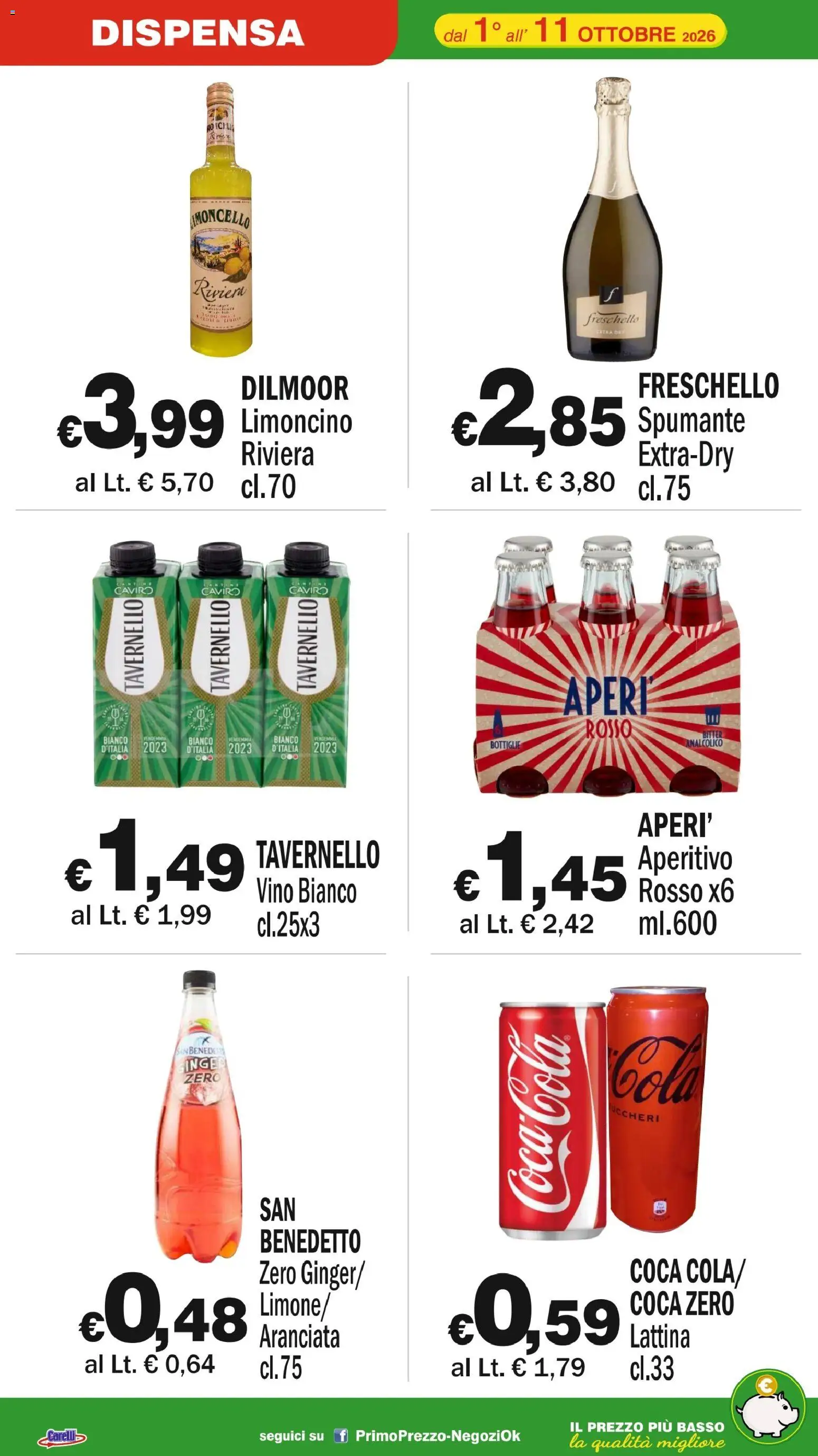 Volantino Primo Prezzo del 01/10/2026 | Pagina: 8 | Prodotti: Vino, Spumante, Basso, Coca Cola
