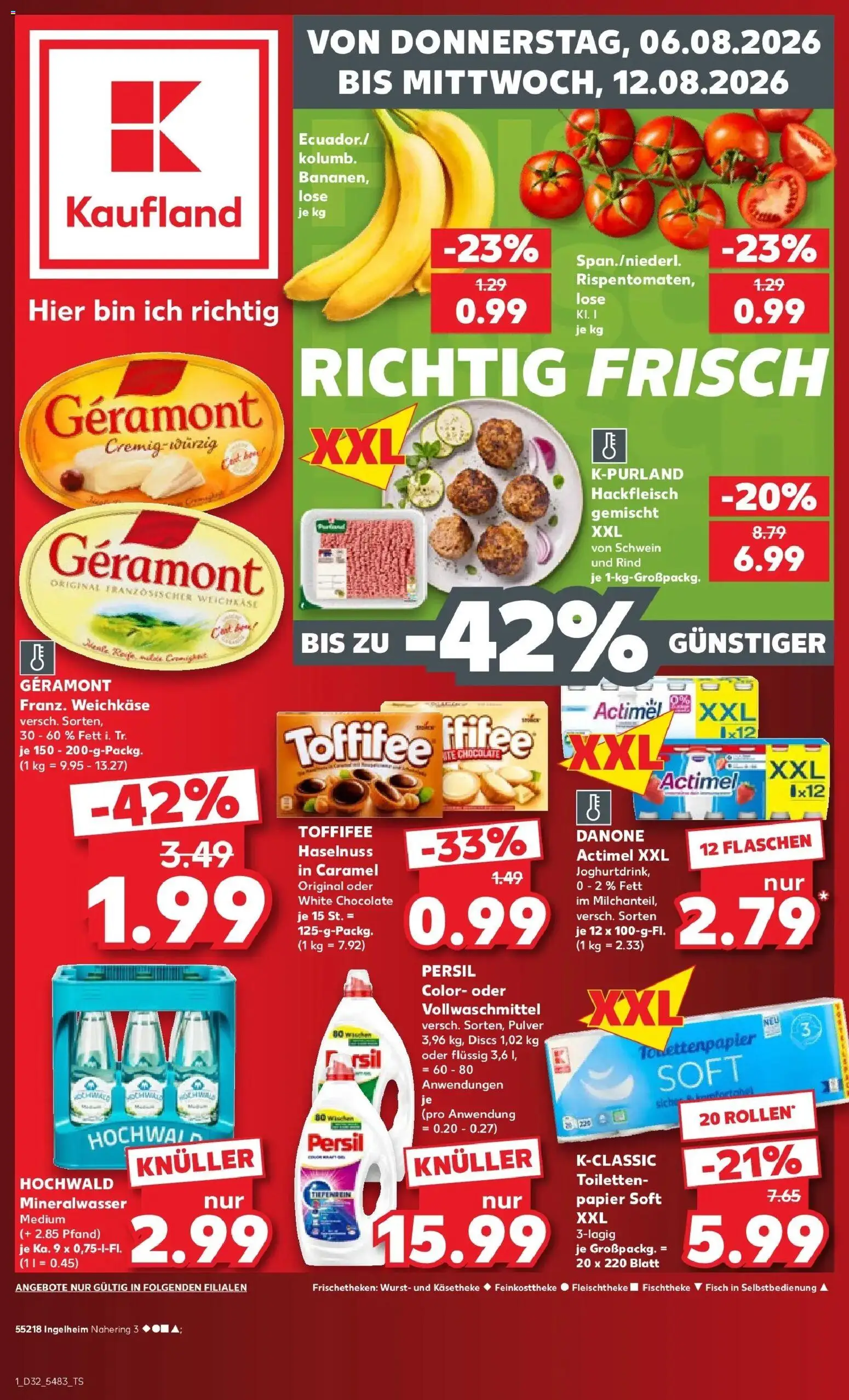 Prospekt Kaufland ab 06.08.2026 » Angebote Online zum Blättern | Seite: 1 | Produkte: Geramont, Actimel, Fisch, Toffifee