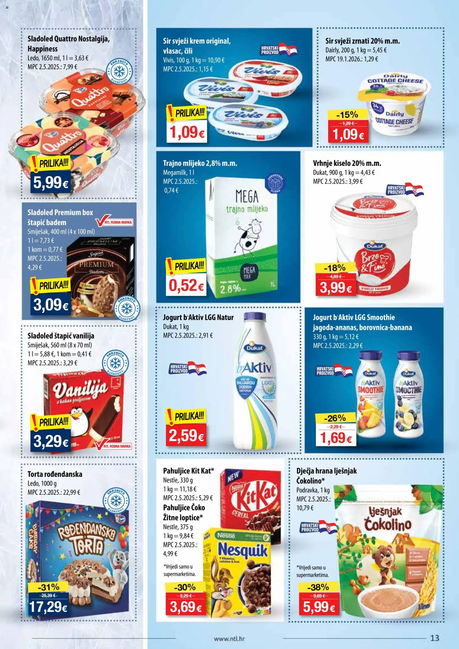 NTL katalog | vrijedi od 17.06.2026 | Stranica: 13 | Proizvodi: Nesquik, Trajno mlijeko, Torta, Čokolino