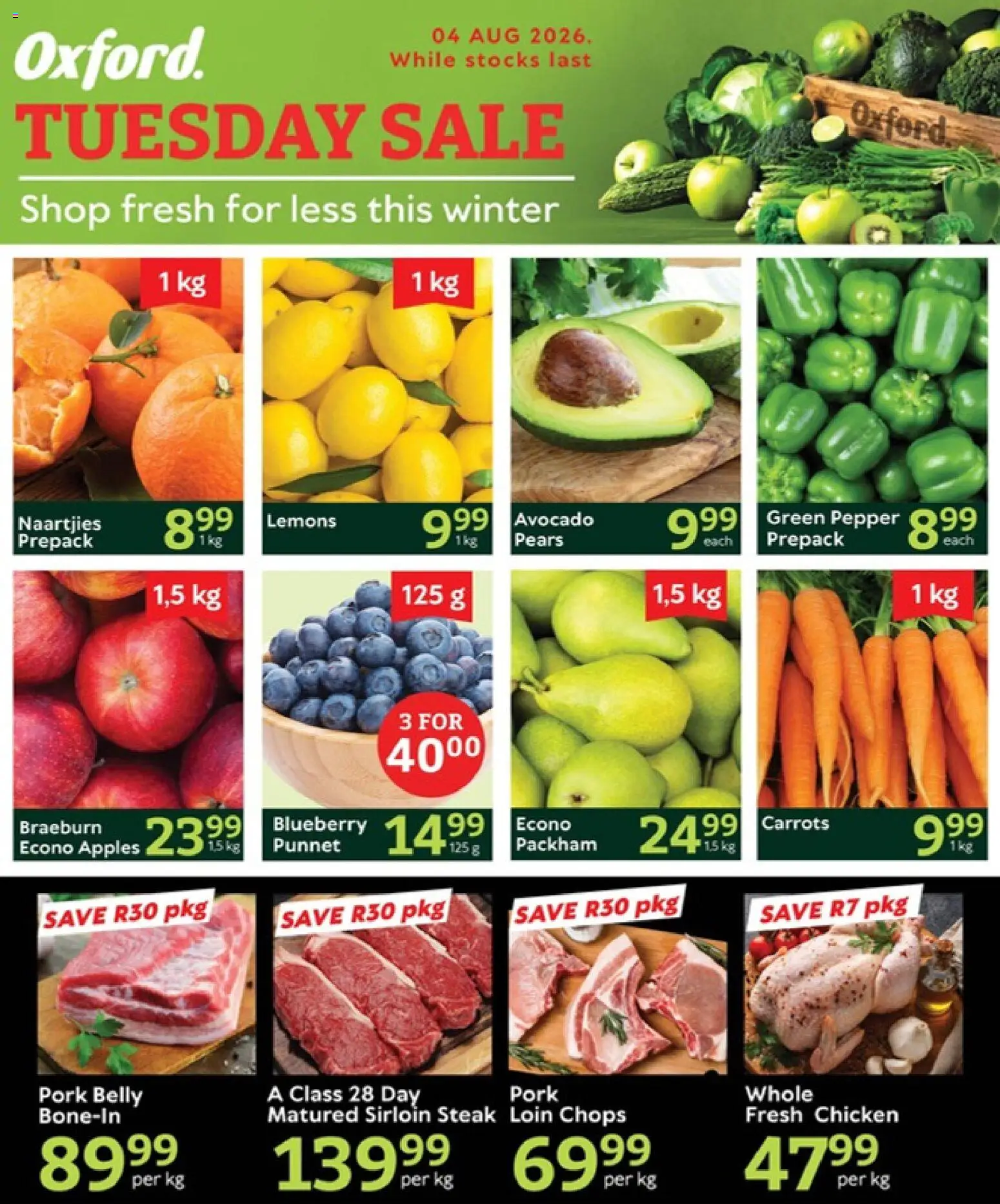 New Oxford Freshmarket catalogue – valid from 04/08/2026 | Page: 1 | Products: Pears, Steak, Apples, Carrots