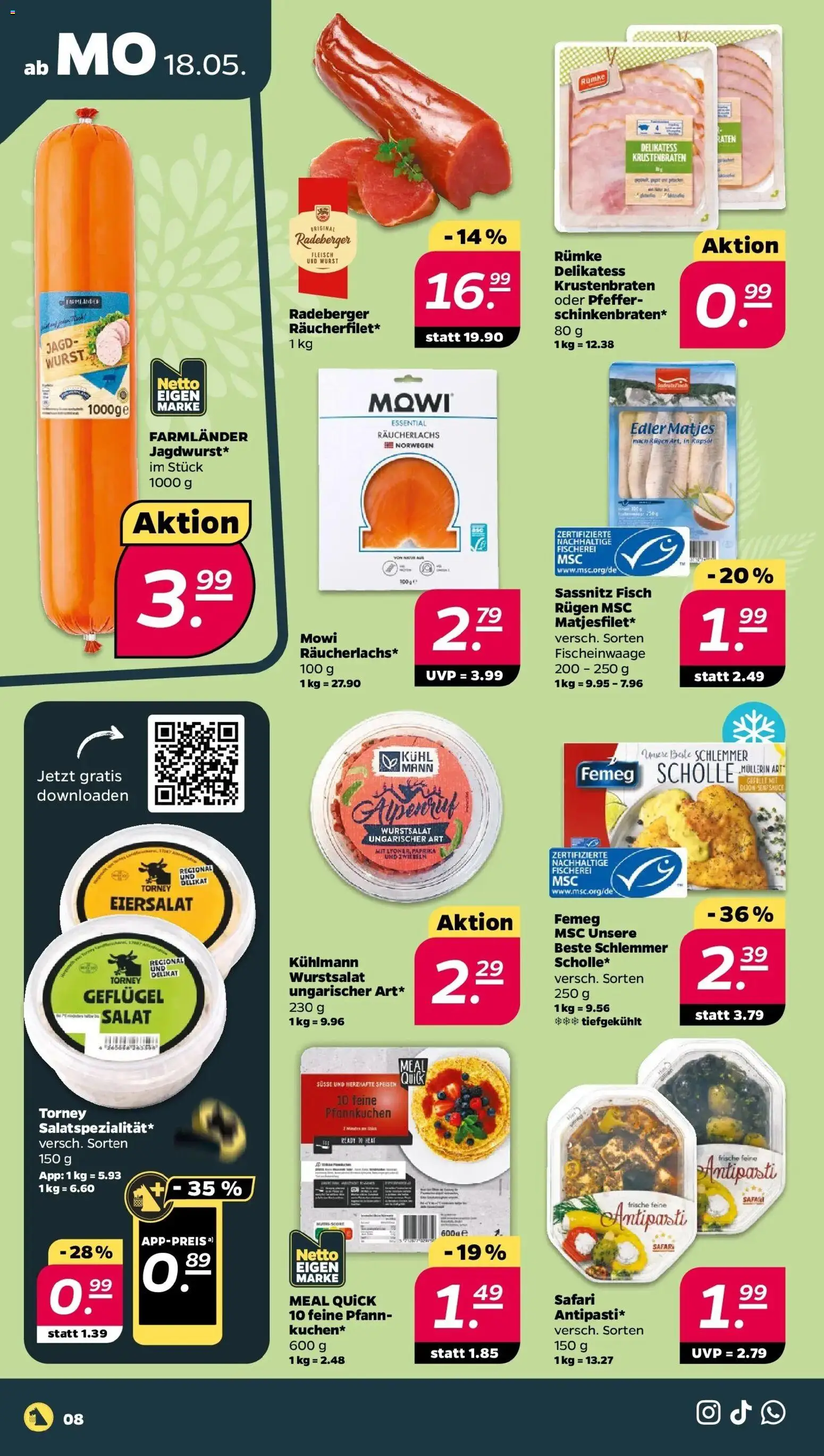Netto Wochenangebote – gültig ab 18.05.2026 | Seite: 8 | Produkte: Fisch, Räucherlachs, Pfeffer, Salat