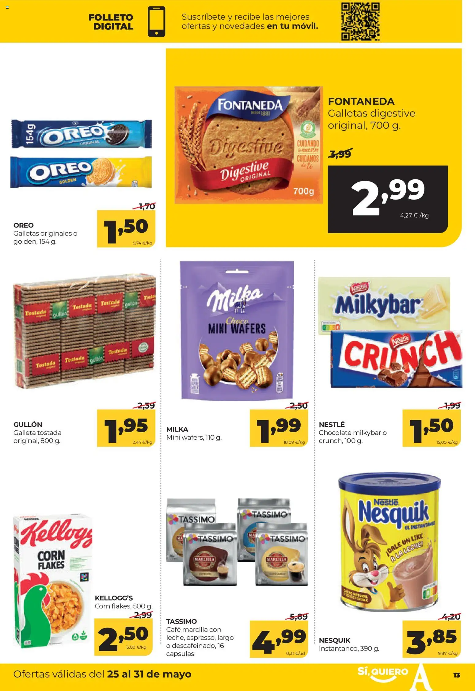Alimerka folleto Castilla y León │ válido desde el 25.05.2026 | Página: 13 | Productos: Leche, Café, Chocolate, Galletas