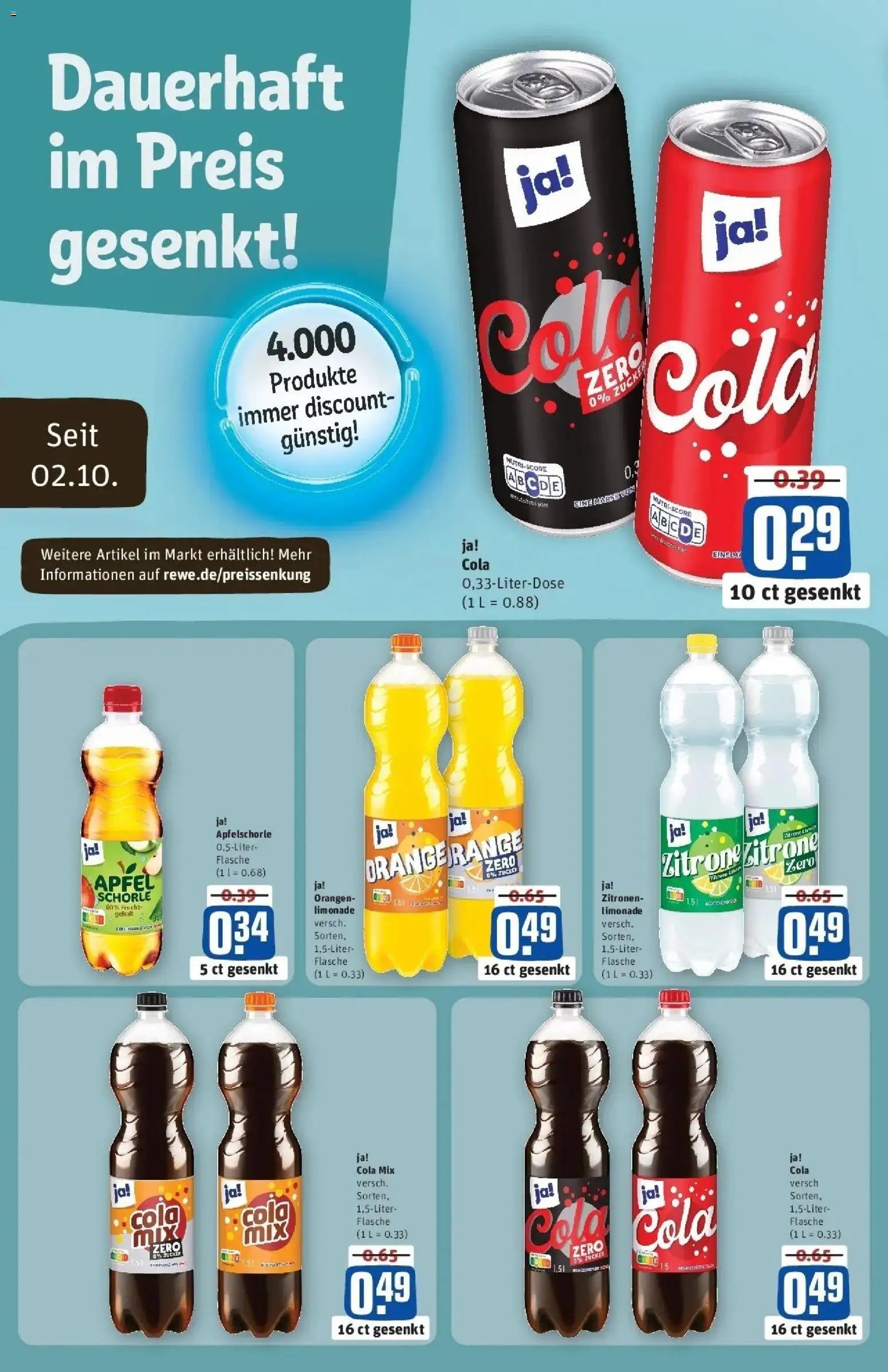 REWE Prospekt ab 05.10.2026 zum Blättern » Angebote | Seite: 2 | Produkte: Cola, Äpfel, Orangen, Limonade