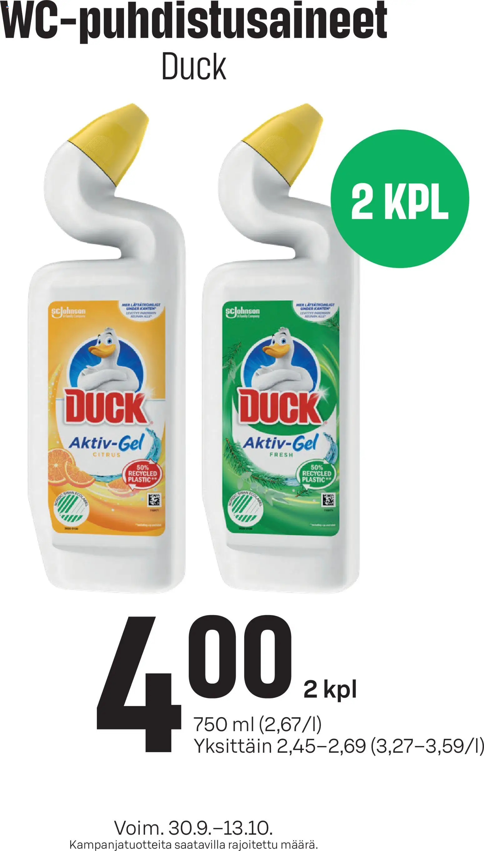 Prisma WC-puhdistusaineet – voimassa 30/09/2026 alkaen | Sivu: 1