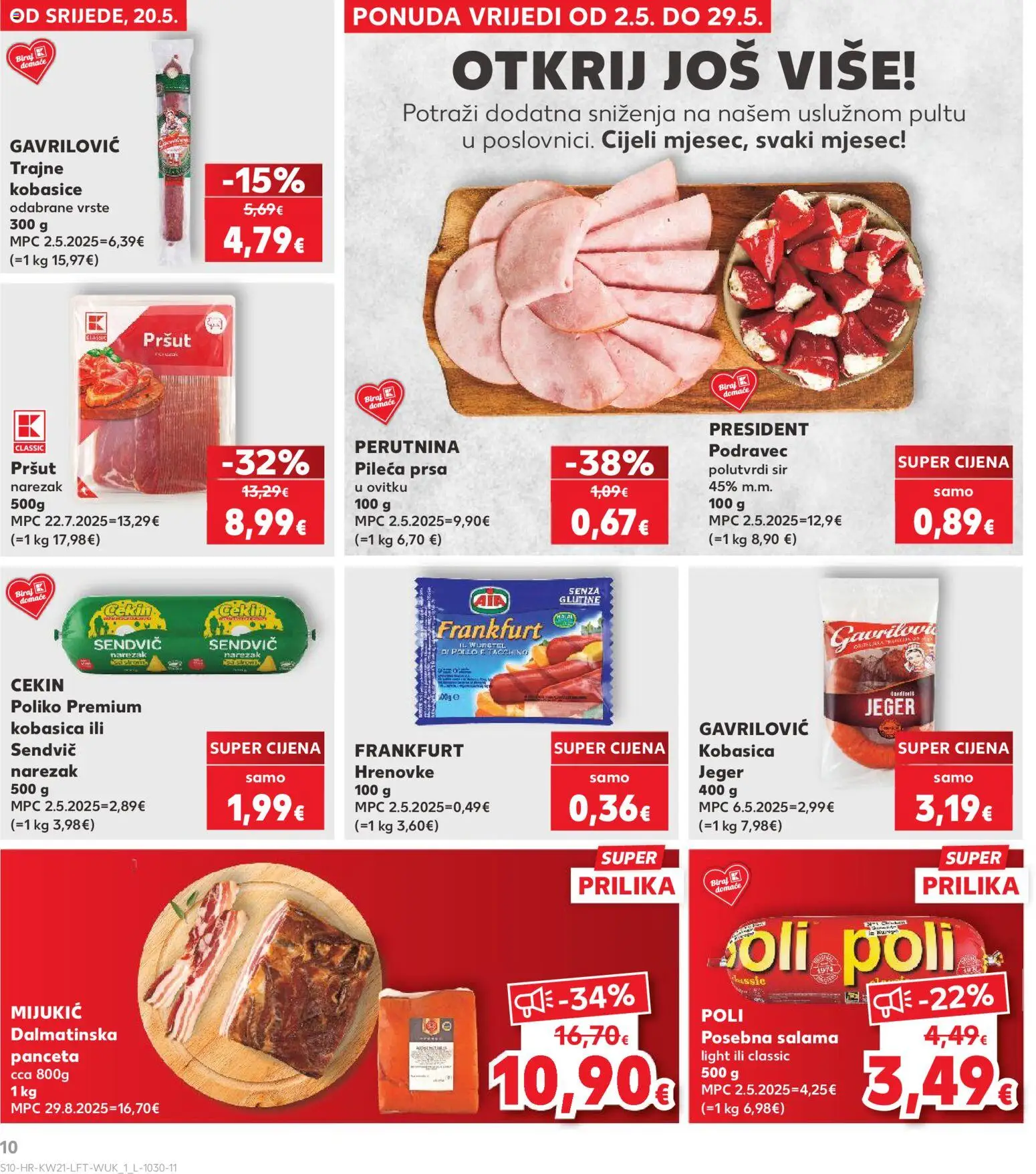 Kaufland katalog | vrijedi od 20.05.2026 | Stranica: 10 | Proizvodi: Salama, Hrenovke, Pršut, Pileća prsa