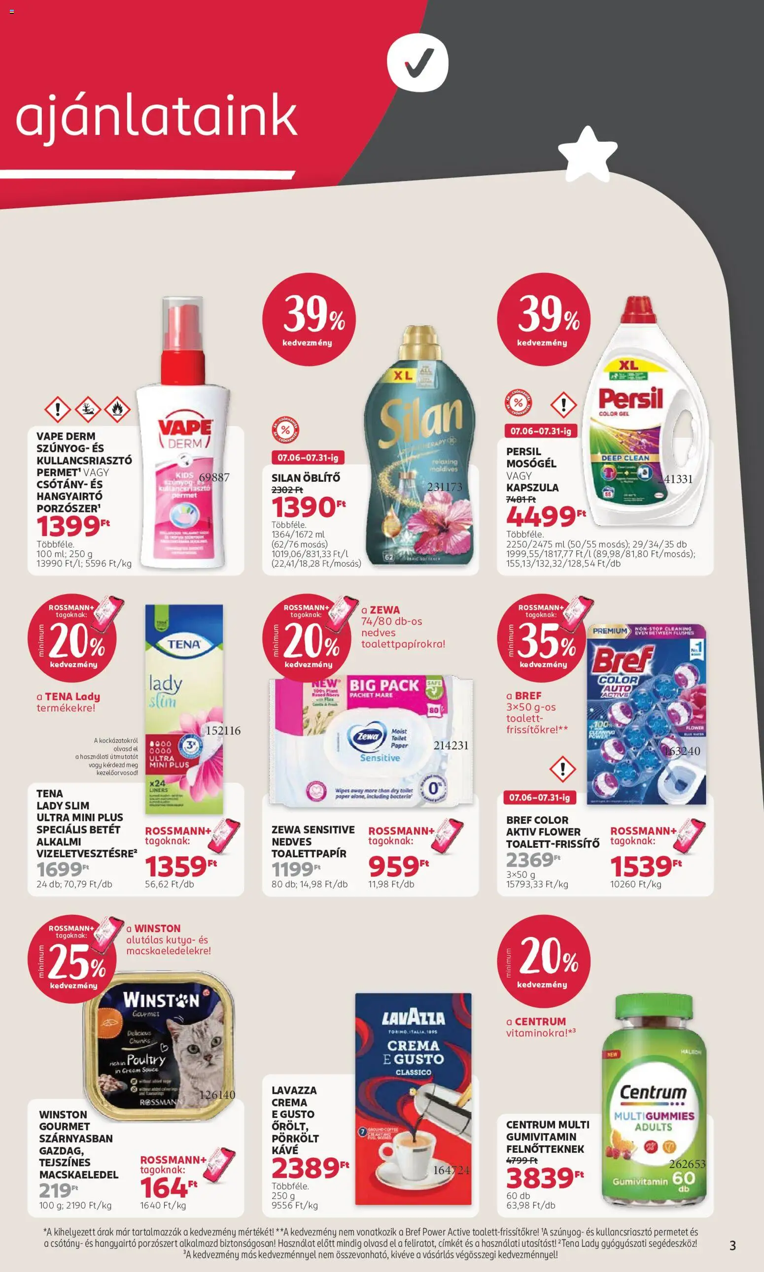 Rossmann akciós ujság - amely érvényes a következő dátumtól: 2026.07.20. | Oldal: 3 | Termékek: Kapszula, Bref, Silan, Lavazza