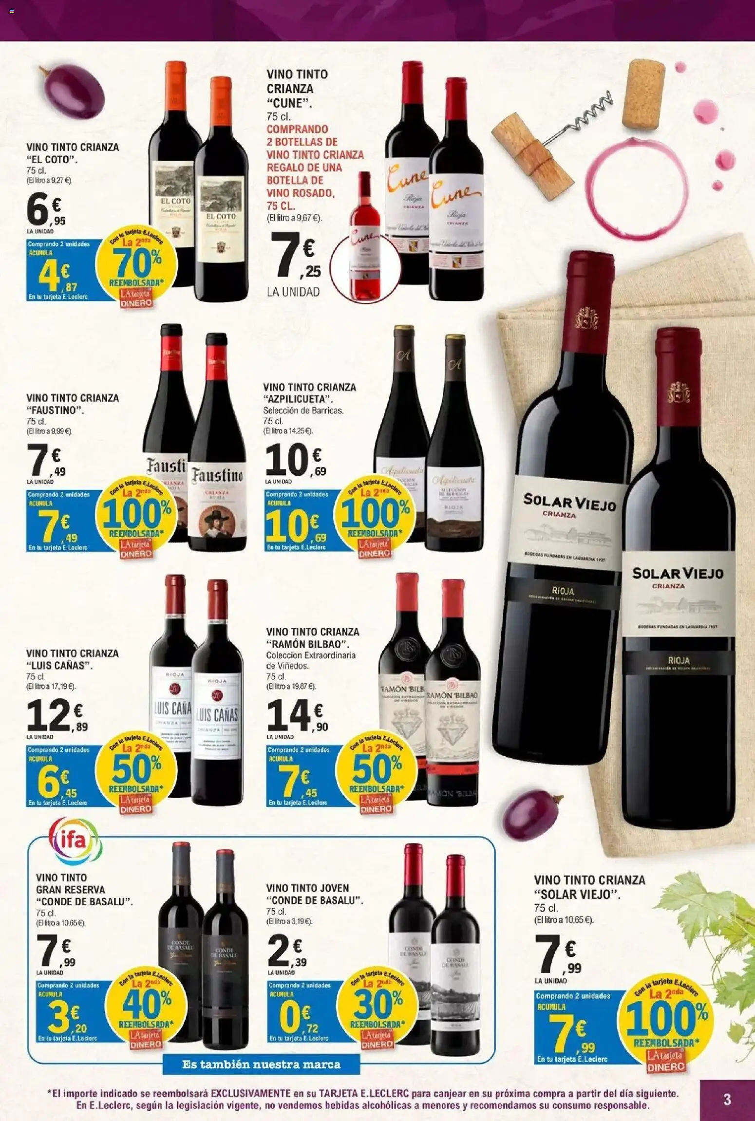 E.Leclerc - Feria del vino 30/09/2026 - 17/10/2026 | Página: 3 | Productos: Vino tinto, Vino, Bebidas