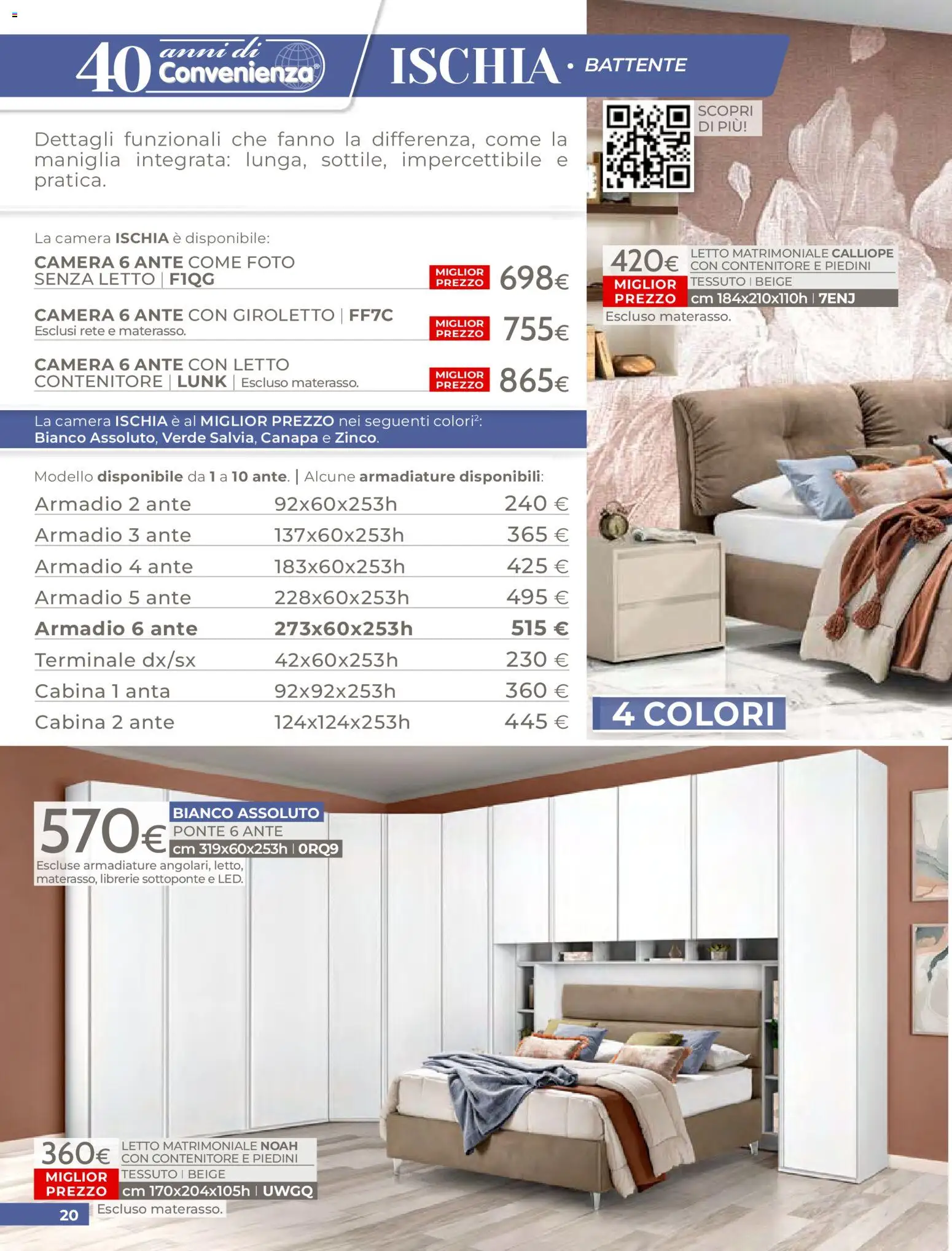 Volantino Mondo Convenienza del 01.04.2026 | Pagina: 22 | Prodotti: Letto matrimoniale, Letto contenitore, Contenitore, Letto