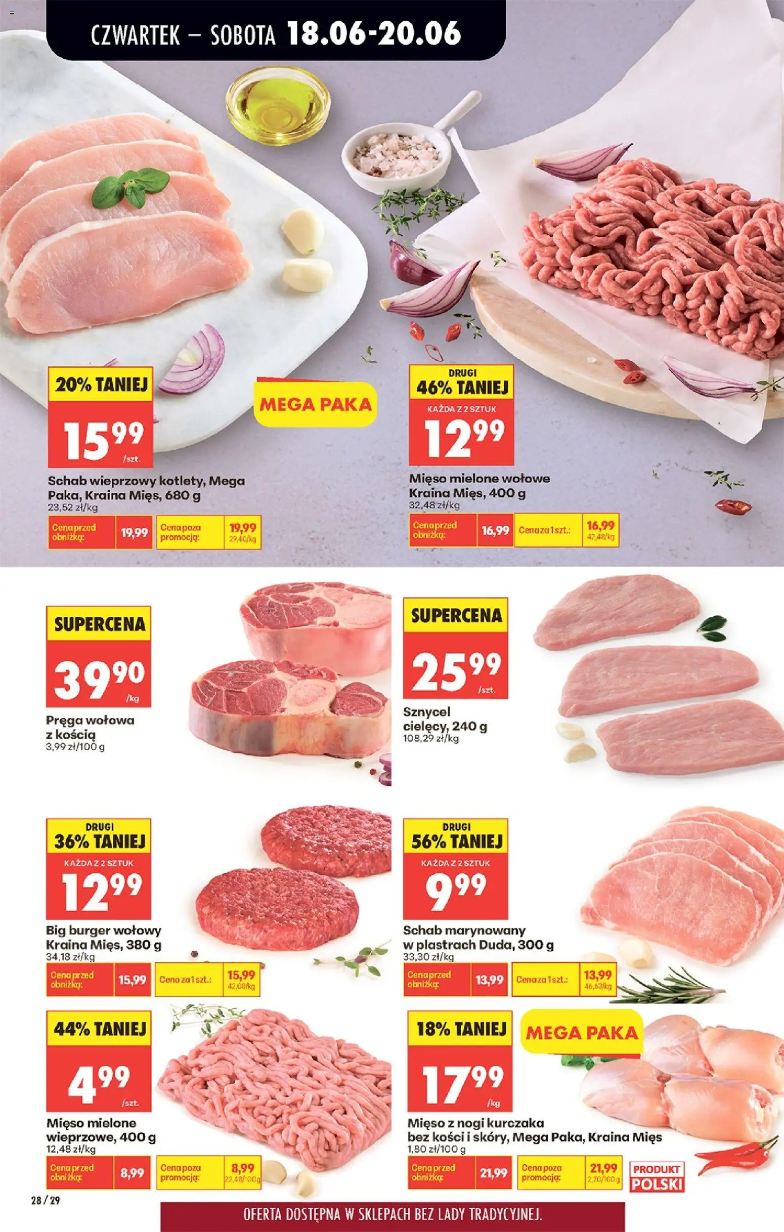 Biedronka gazetka od czwartku od 18.06.2026 | Strona: 32 | Produkty: Schab, Kraina mięs, Mięso mielone wołowe, Mięso mielone