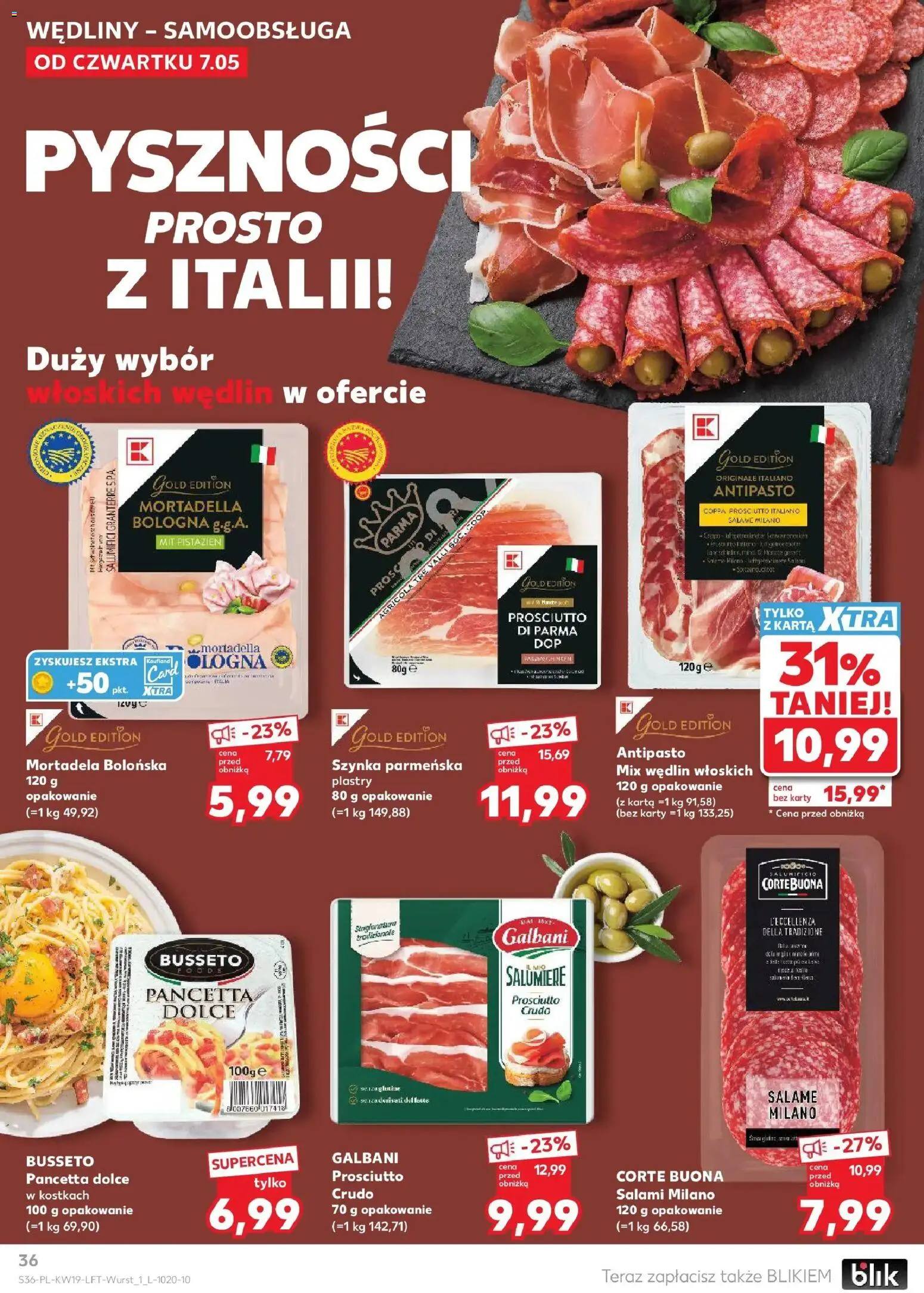 Kaufland gazetka od 07.05.2026 | Strona: 36 | Produkty: Mortadela, Szynka, Prosciutto, Wędliny