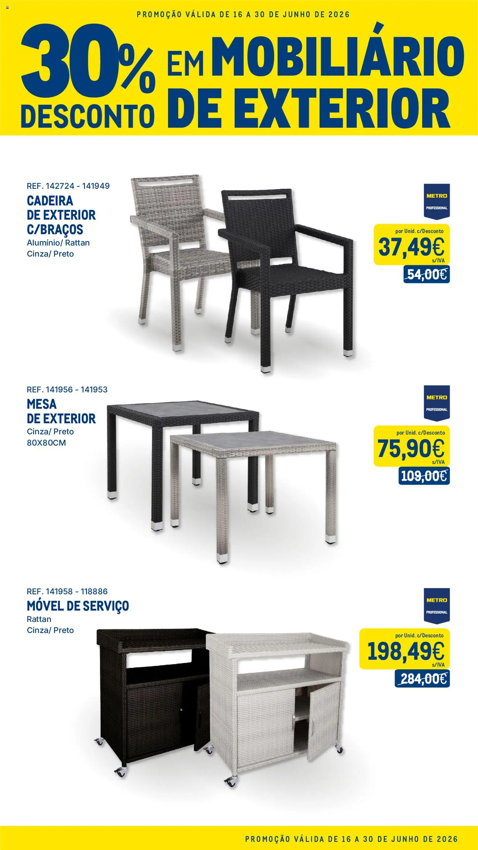 Makro 30 Desconto em Mobiliário de Exterior │ válido de 16.06.2026 | Página: 1 | Produtos: Mesa, Cadeira