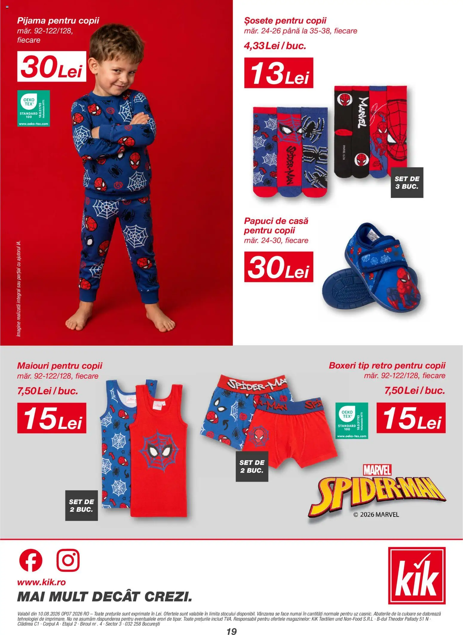 Noul catalog Kik – valabil de la 10.08.2026 | Pagină: 19 | Produse: Pijamă, Tip, Șosete, Papuci