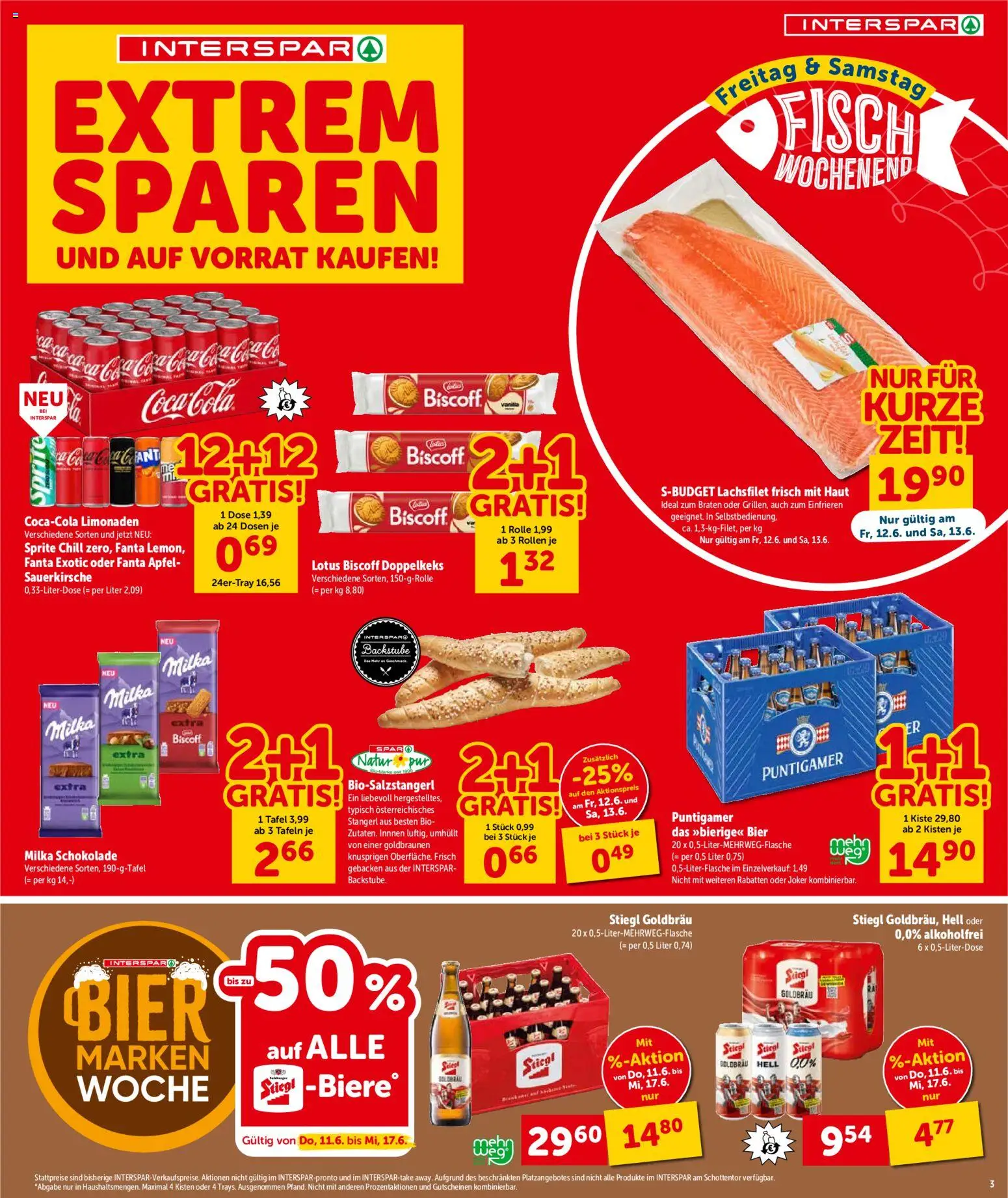 Interspar Flugblatt - Steiermark gültig ab 11.06.2026 | Seite: 3 | Produkte: Schokolade, Bier, Äpfel, Fisch