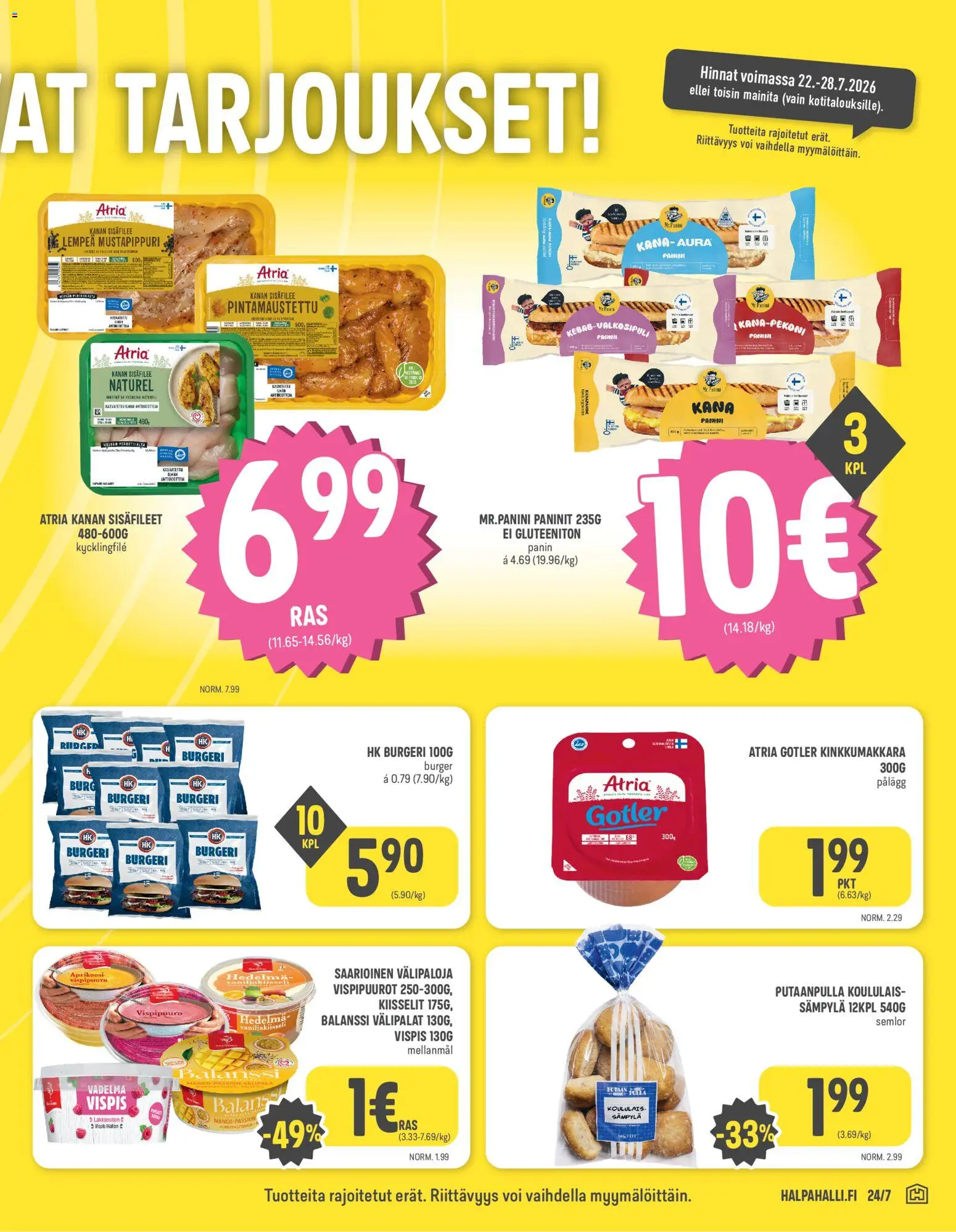 Halpa Halli tarjoukset – voimassa 22/07/2026 alkaen | Sivu: 3 | Tuotteet: Vadelma, Kana, Voi