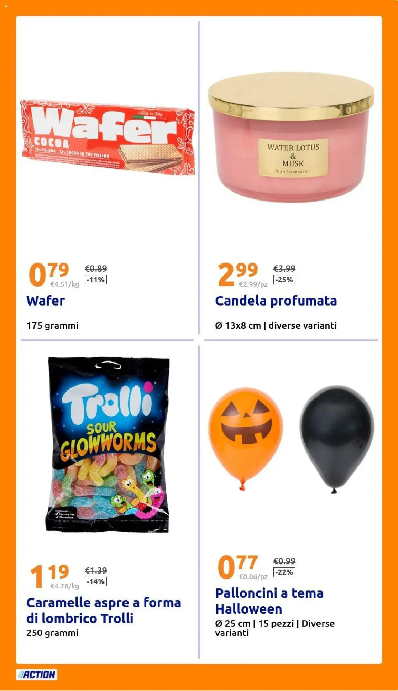 Volantino Action del 28/10/2026 | Pagina: 29 | Prodotti: Caramelle, The, Candela