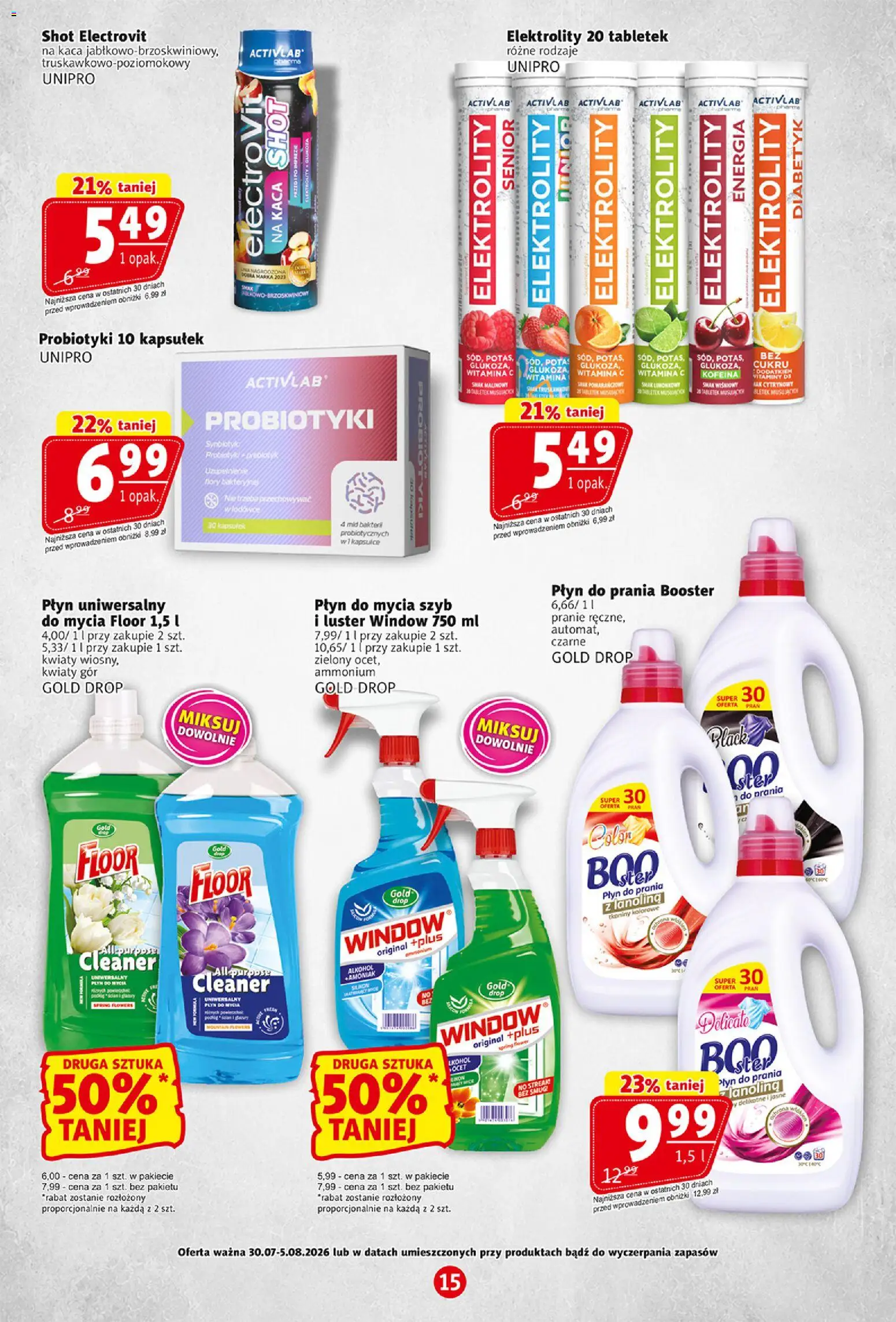 Prim Market gazetka od 30.07.2026 | Strona: 15 | Produkty: Płyn do mycia szyb, Cleaner, Kwiaty, Probiotyki