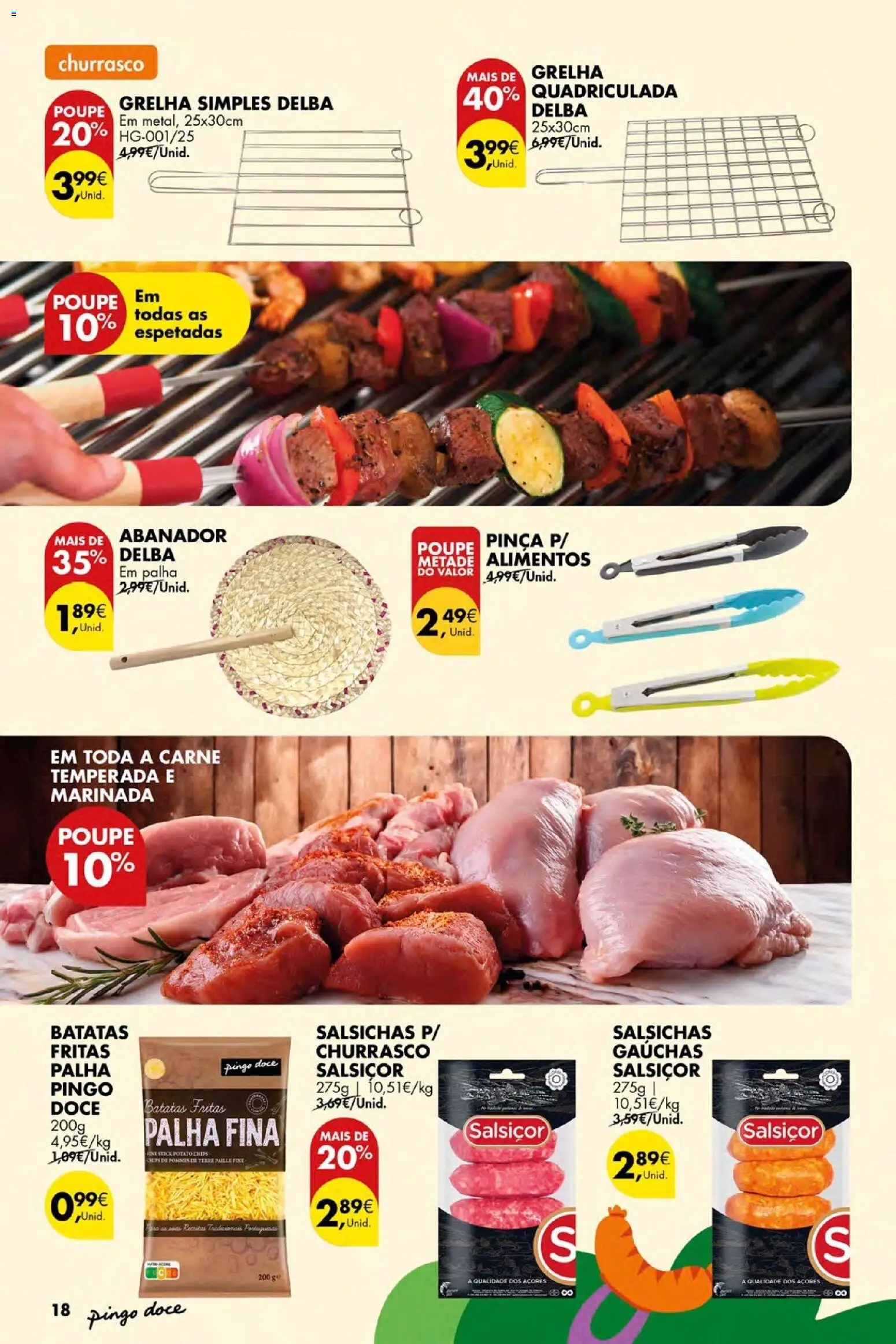 Pingo Doce Bazar Ar Livre Açores │ válido de 04.06.2026 | Página: 18 | Produtos: Pinça, Carne, Batatas fritas