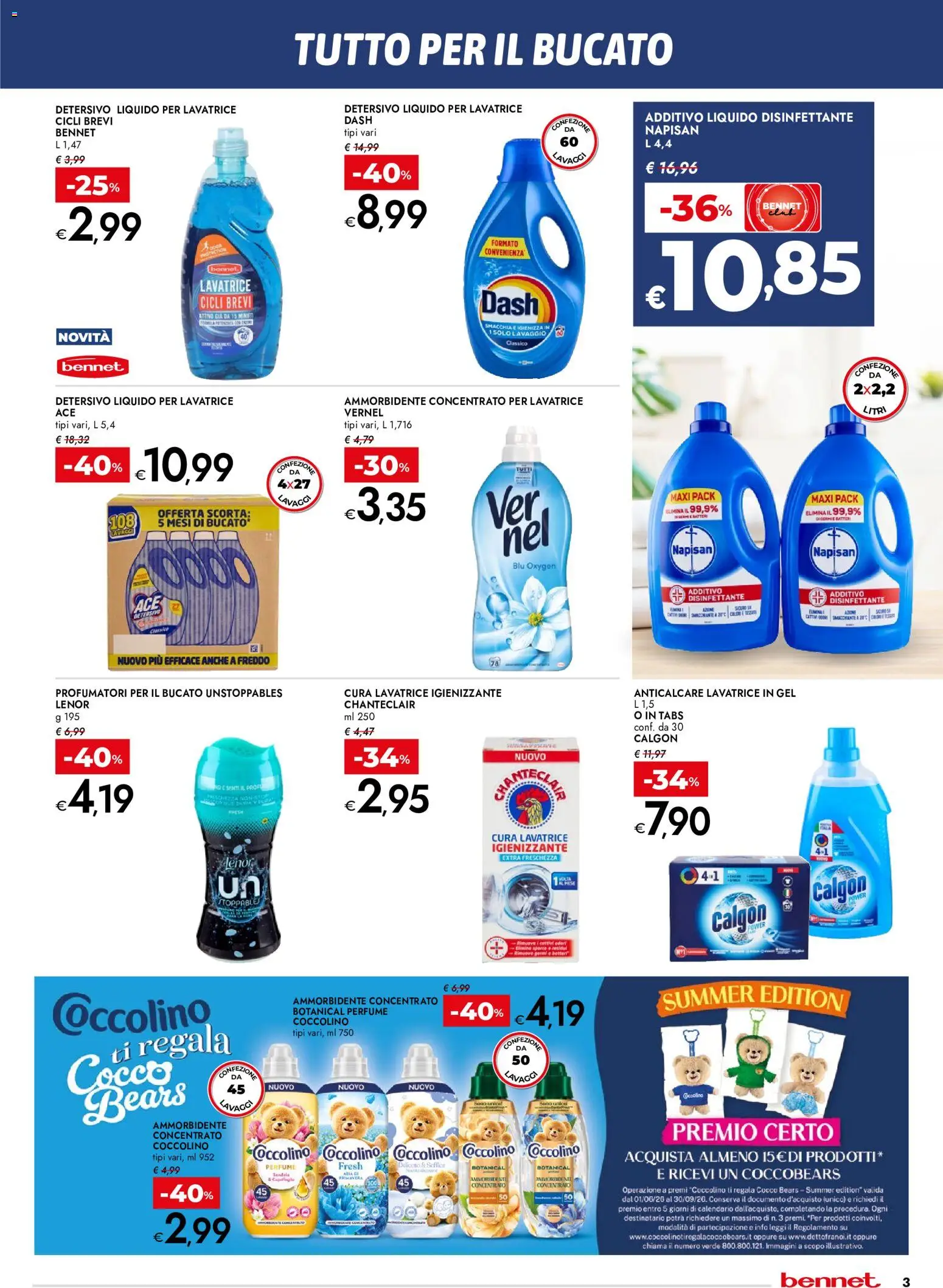 Volantino bennet del 20/08/2026 | Pagina: 3 | Prodotti: Ammorbidente, Anticalcare, Lavatrice, Cocco