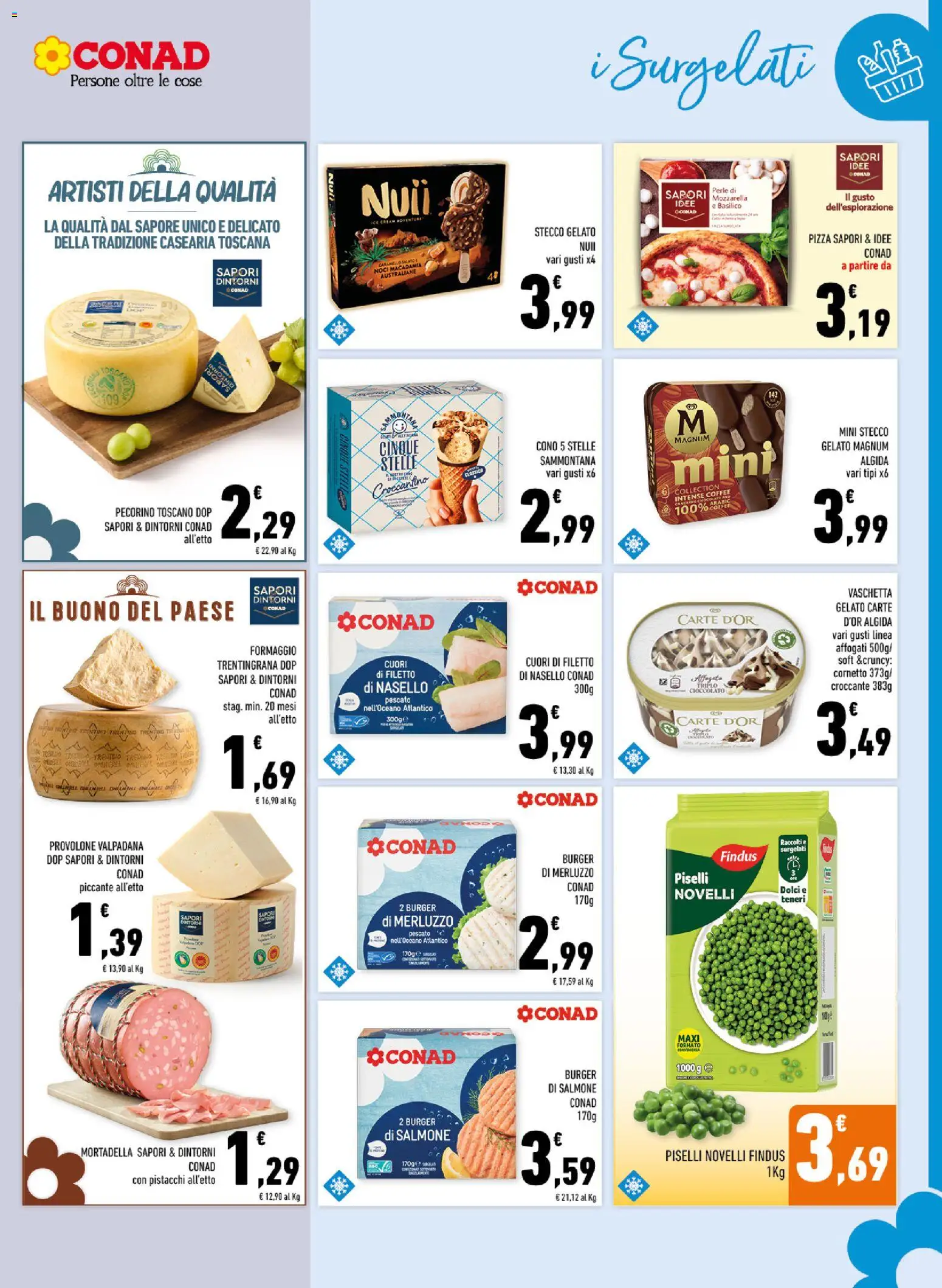 Volantino Conad del 29/07/2026 | Pagina: 5 | Prodotti: Merluzzo, Mozzarella, Pistacchi, Pecorino