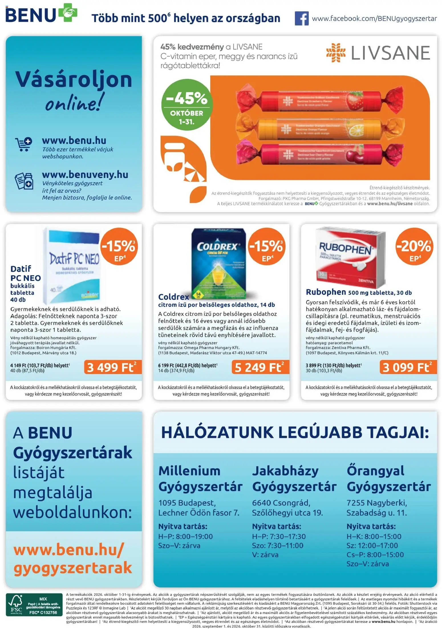 BENU Gyógyszertárak akciós ujság - amely érvényes a következő dátumtól: 2026.10.01. | Oldal: 32 | Termékek: PC, Meggy, Tabletta, Narancs