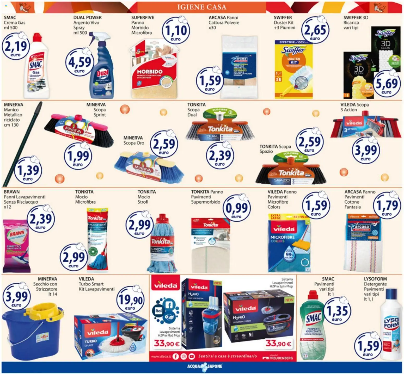 Volantino Acqua e Sapone del 01.06.2026 | Pagina: 16 | Prodotti: Sapone, Mocio, Scopa, Secchio