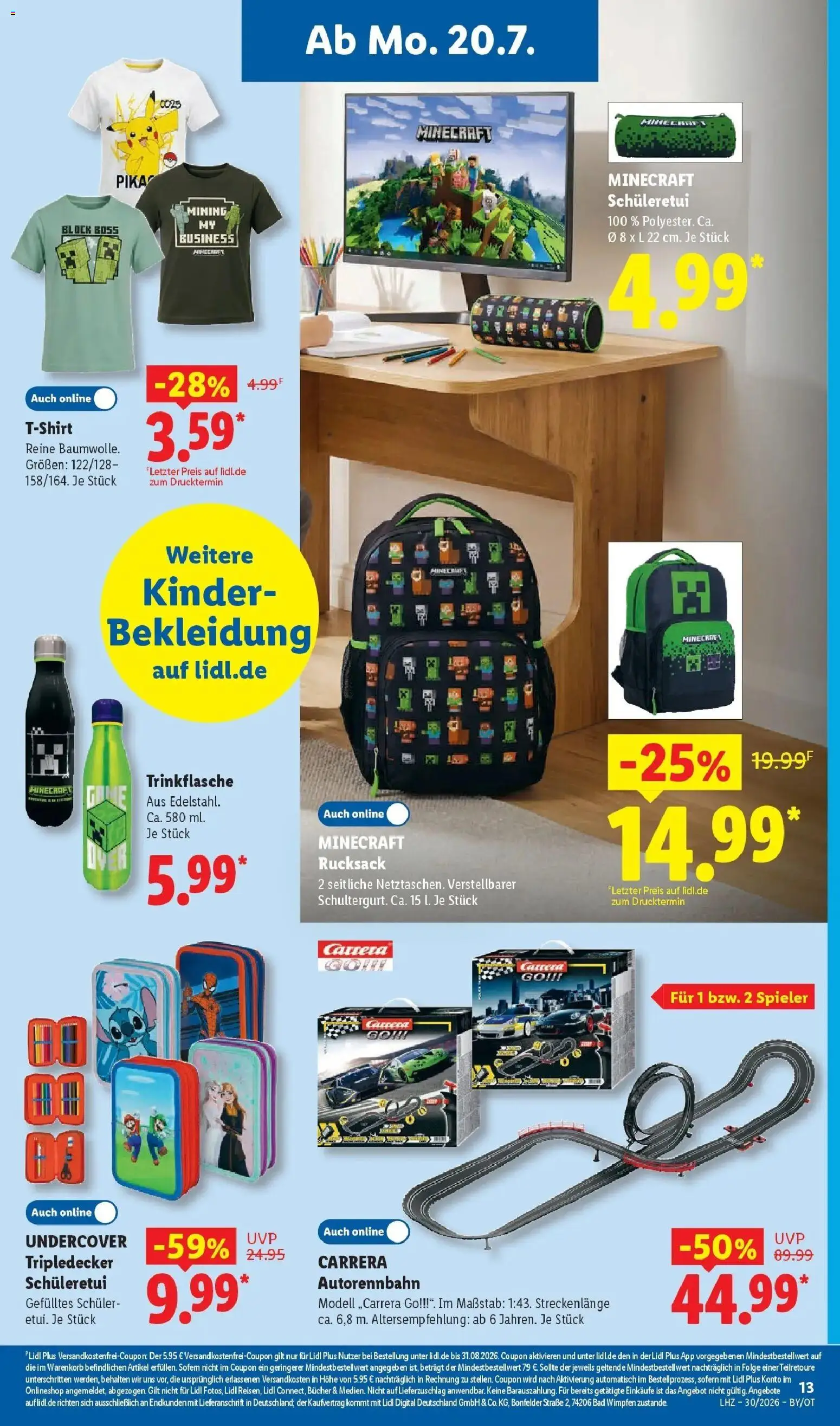 Lidl Prospekt Senftenberg – gültig ab 20.07.2026 | Seite: 33 | Produkte: T-Shirt, Bad, Bekleidung, Rucksack