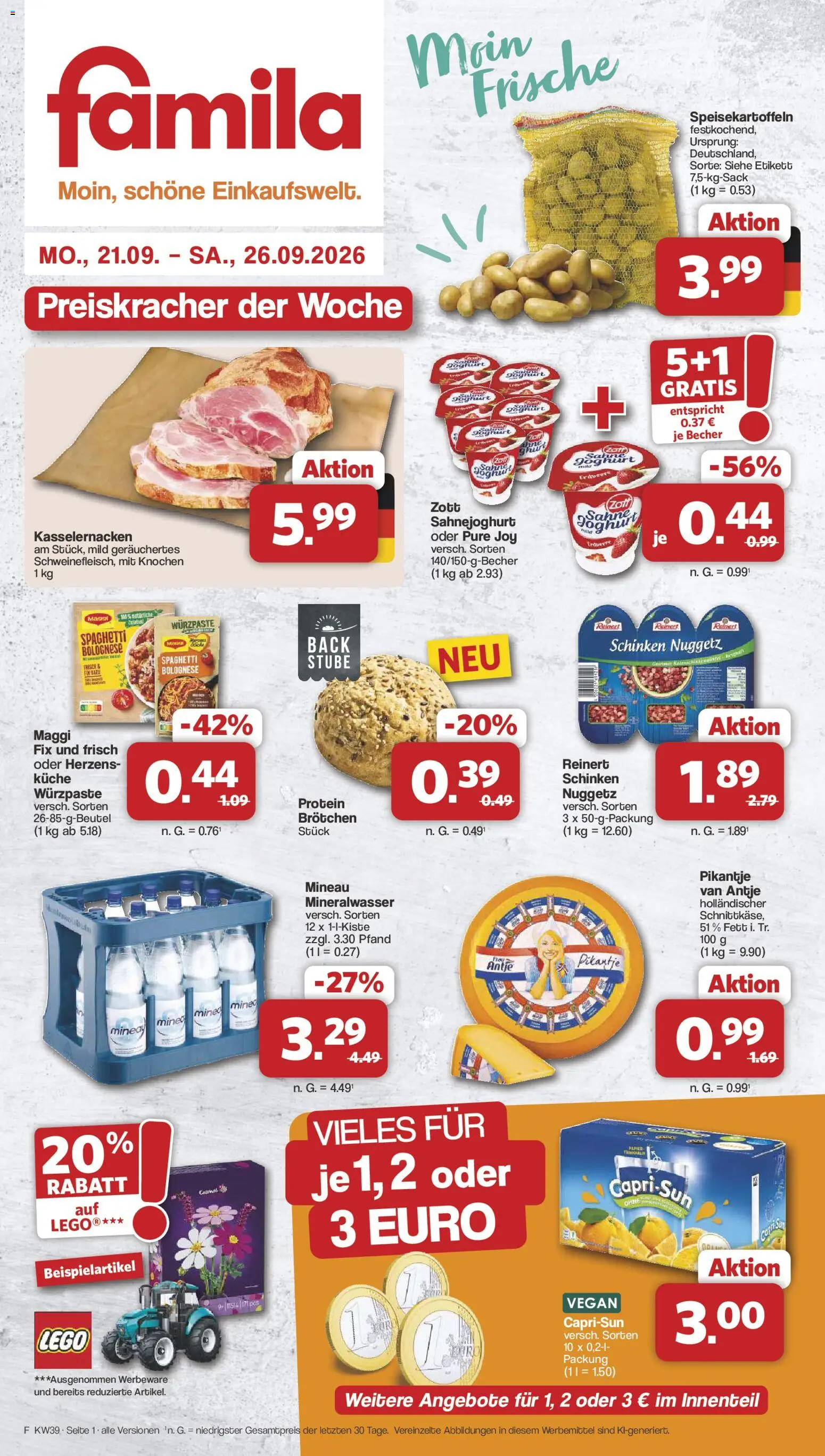 Famila Nordwest Prospekt – gültig ab 21.09.2026 | Seite: 1 | Produkte: Maggi, Spaghetti, Küche, Sahne