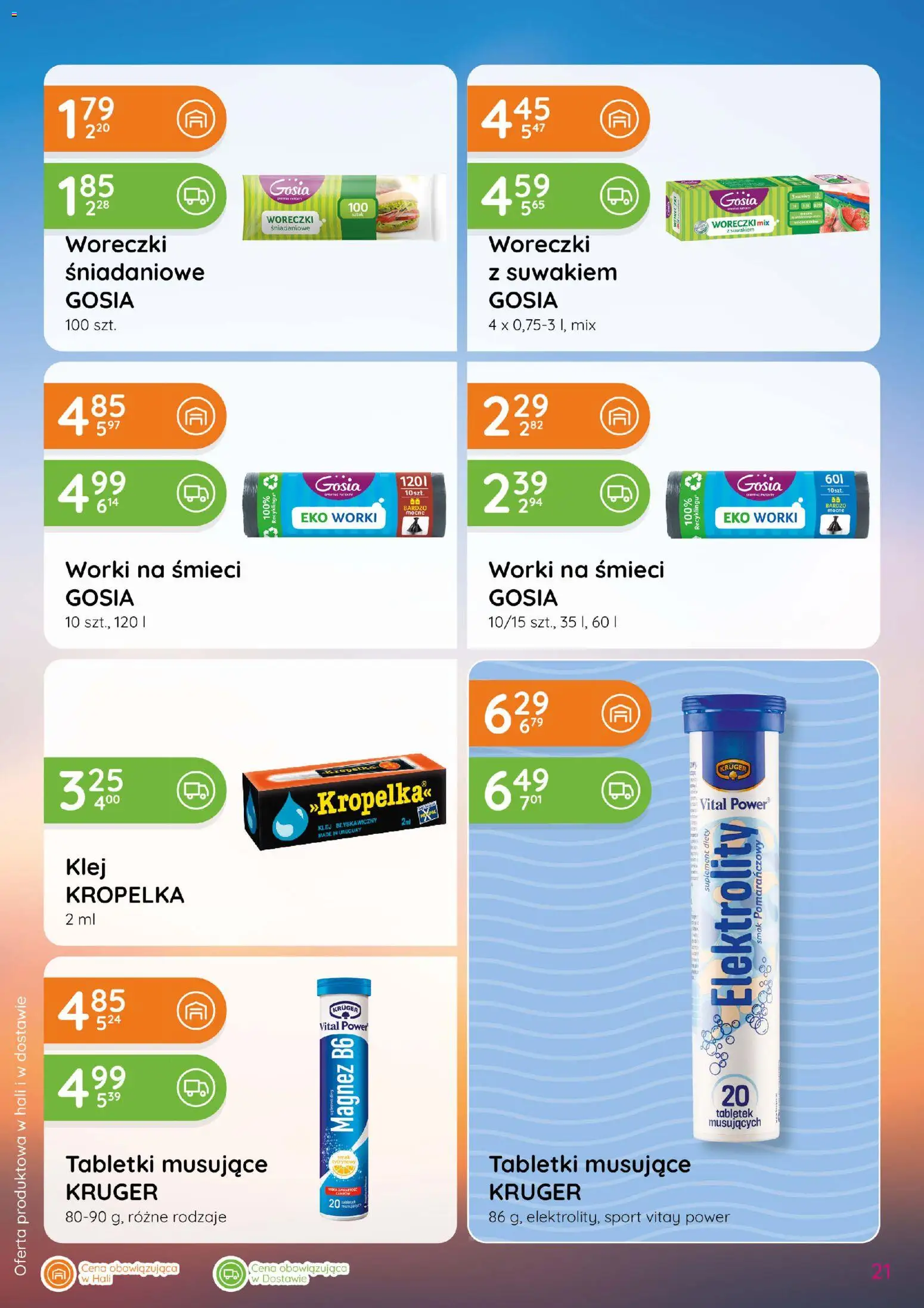 Eurocash gazetka - Katalog Chemiczny od 03.09.2026 | Strona: 21 | Produkty: Worki na śmieci, Klej kropelka, Tabletki musujące