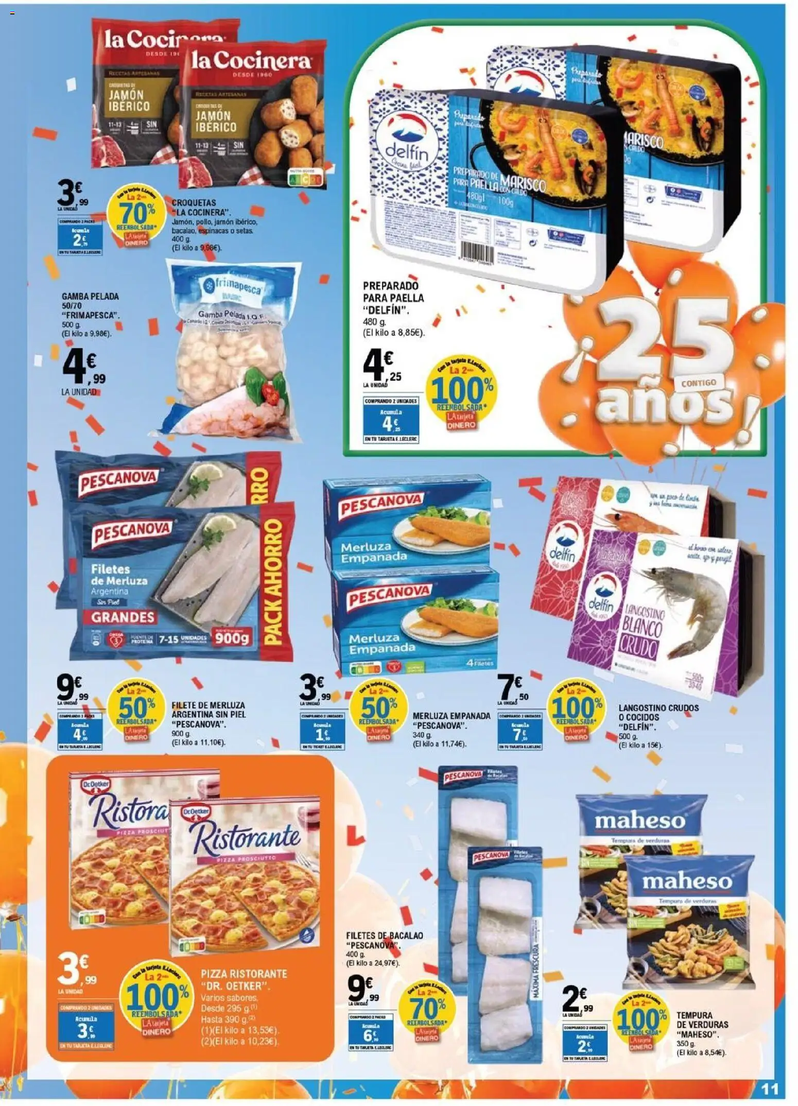 E.Leclerc folleto Salamanca │ válido desde el 01/07/2026 | Página: 11 | Productos: Jamón, Pizza, Langostino, Gamba