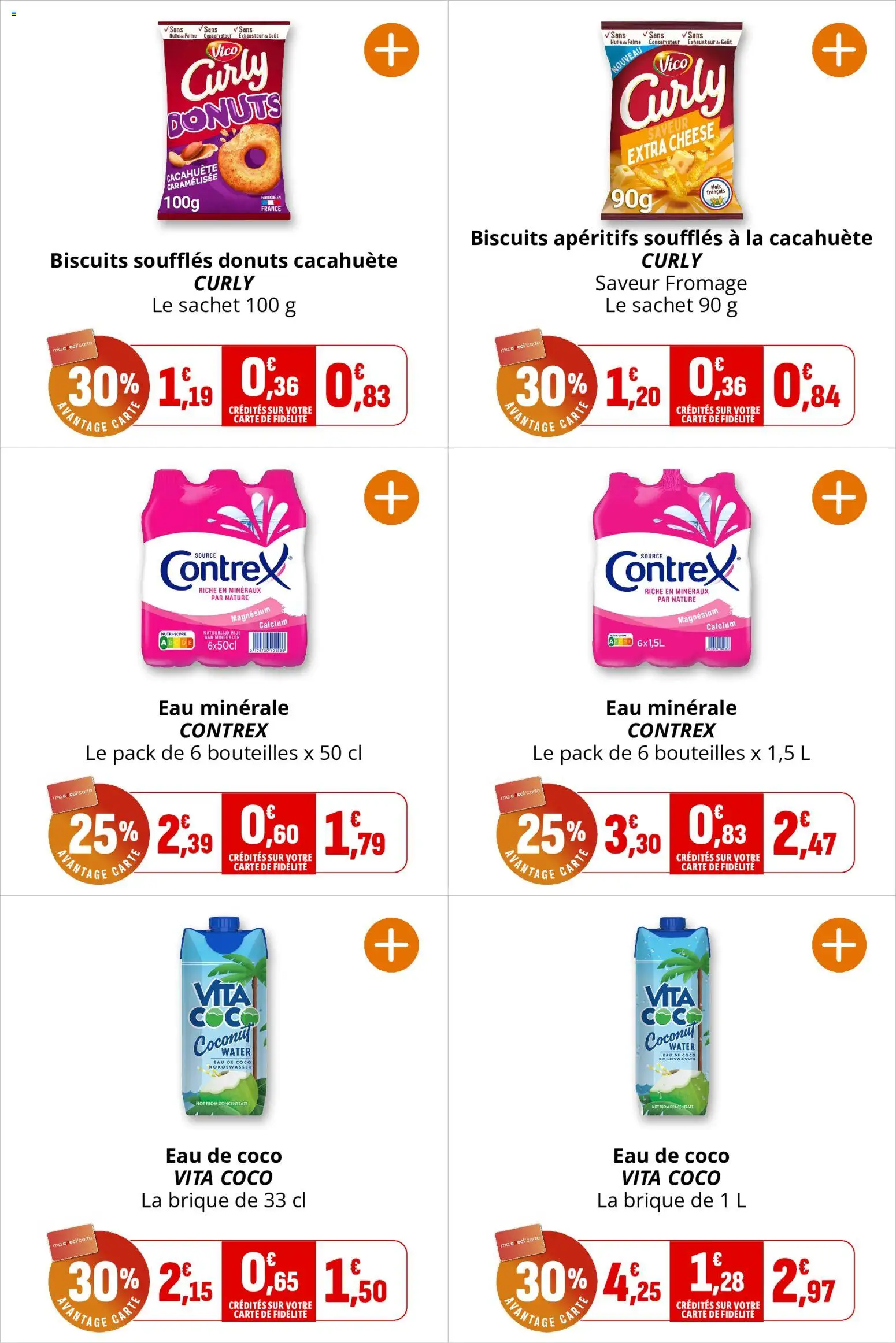 {H1} | Page: 33 | Produits: Eau minérale, Cacahuète caramélisée, Coco, Biscuits