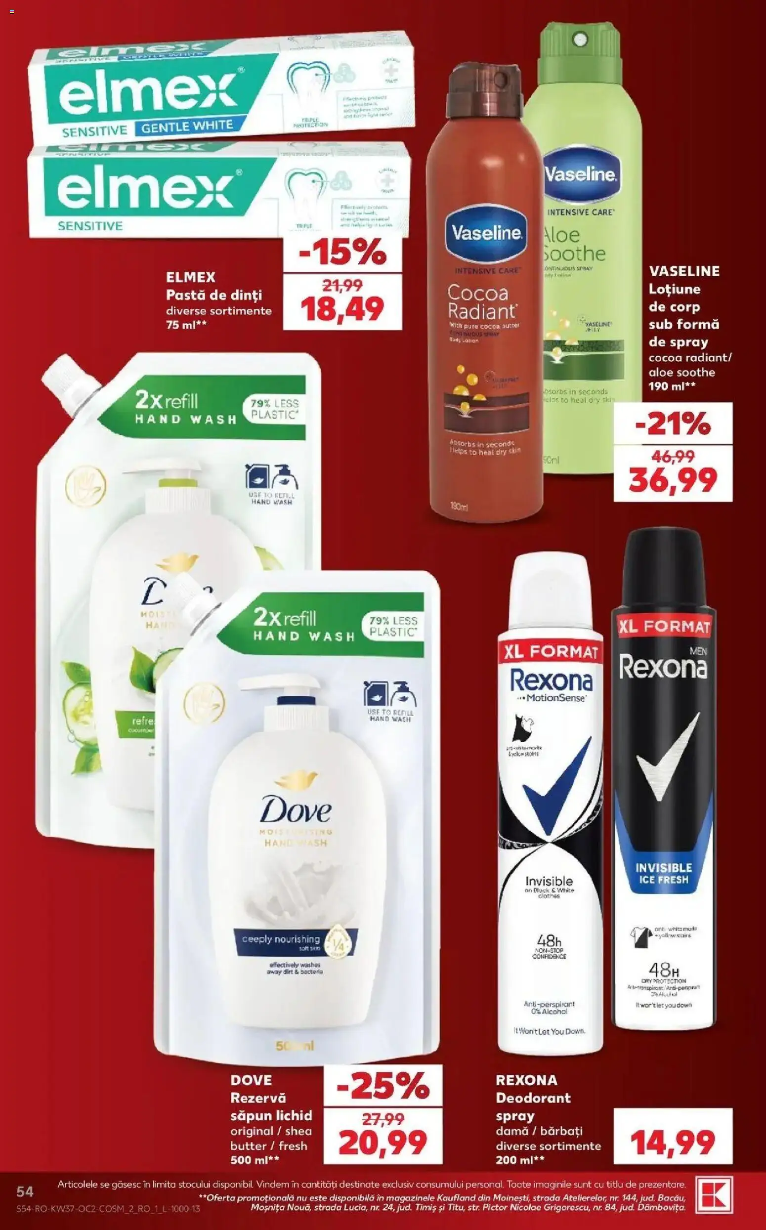 Kaufland Viseu de Sus 09.09.2026 - Revista si Oferta | Pagină: 54 | Produse: Rexona, Săpun, Deodorant, Antiperspirant