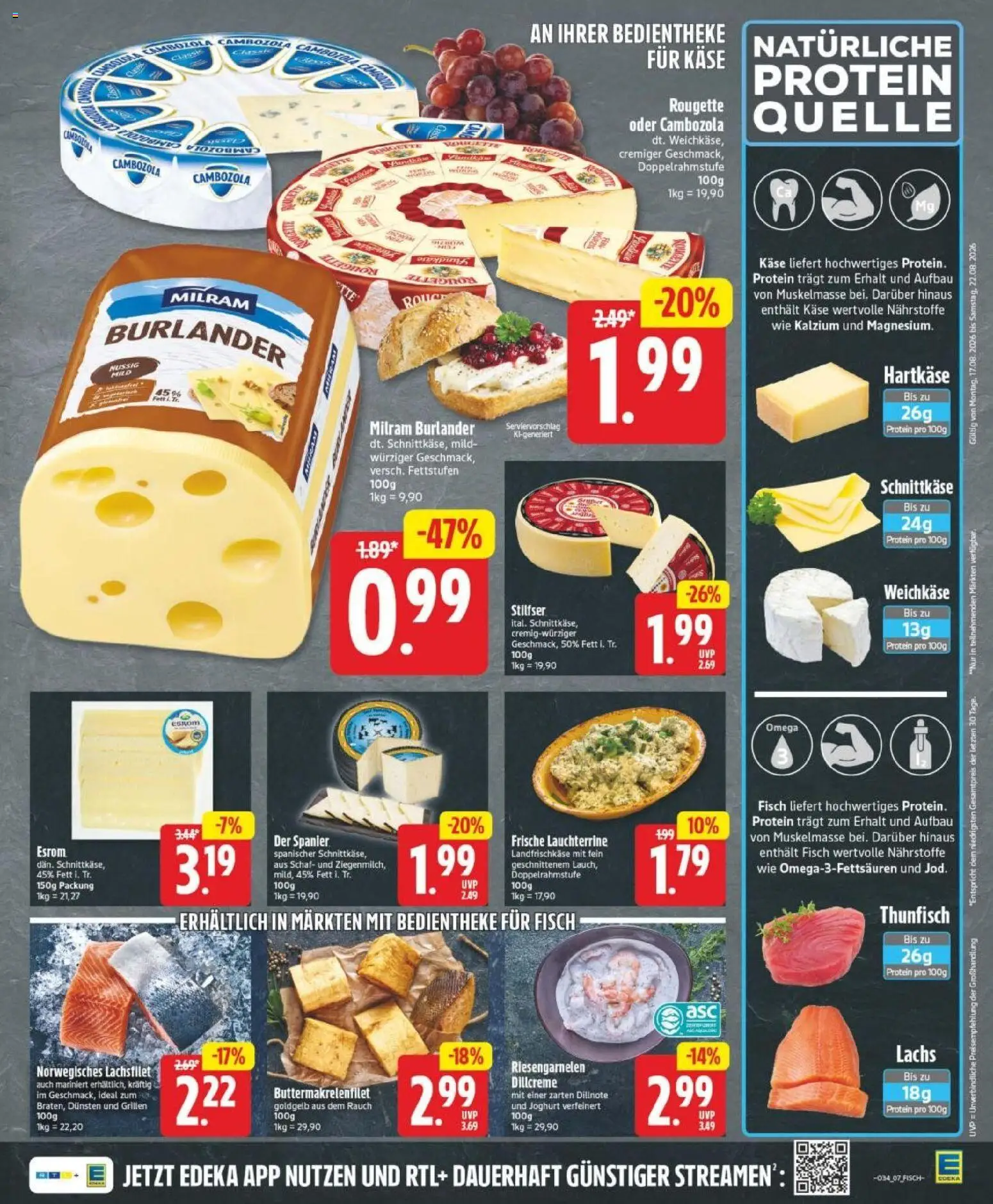 Edeka Prospekt Hannover – gültig ab 17.08.2026 | Seite: 7 | Produkte: Thunfisch, Fisch, Lachs, Milram