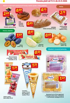 Koruna leták platný od 11.09.2026 | Strana: 3 | Produkty: Kapusta, Cibuľa, Mango, Slivky