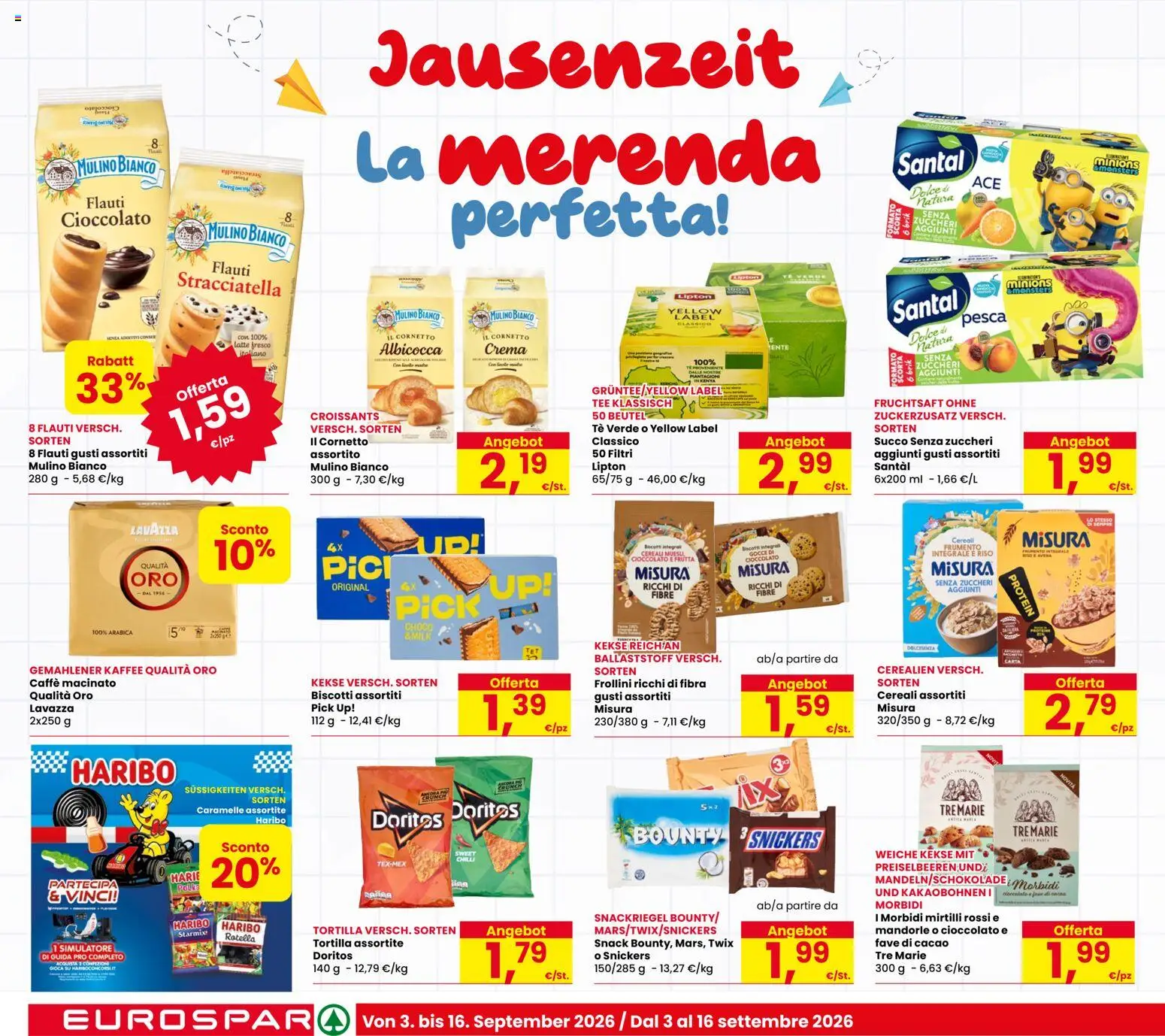 Volantino Eurospar del 03/09/2026 | Pagina: 16 | Prodotti: Muesli, Riso, Latte, Tè verde