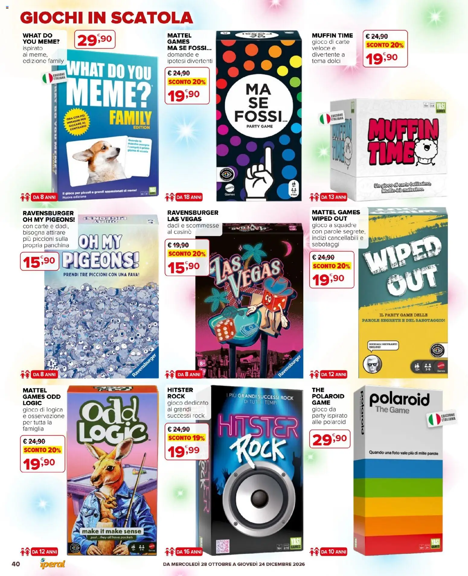 Volantino Iperal del 28/10/2026 | Pagina: 40 | Prodotti: Panchina, The, Gioco, Dolci