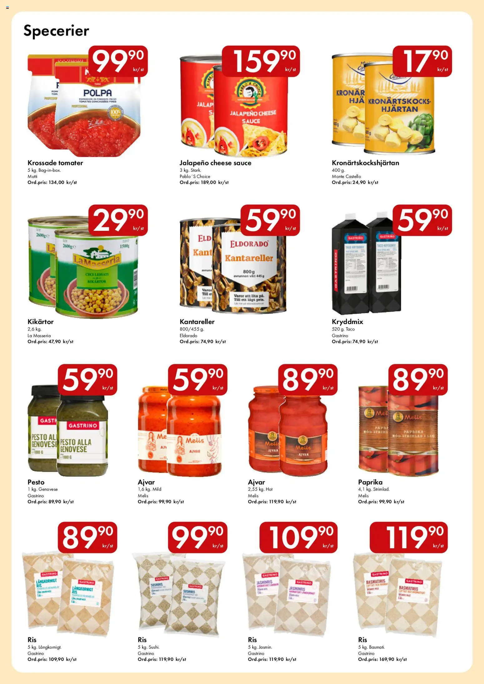 Snabbgross reklamblad aktuell från 18.05.2026 | Sida: 11 | Produkter: Kikärtor, Krossade tomater, Tomater, Pesto