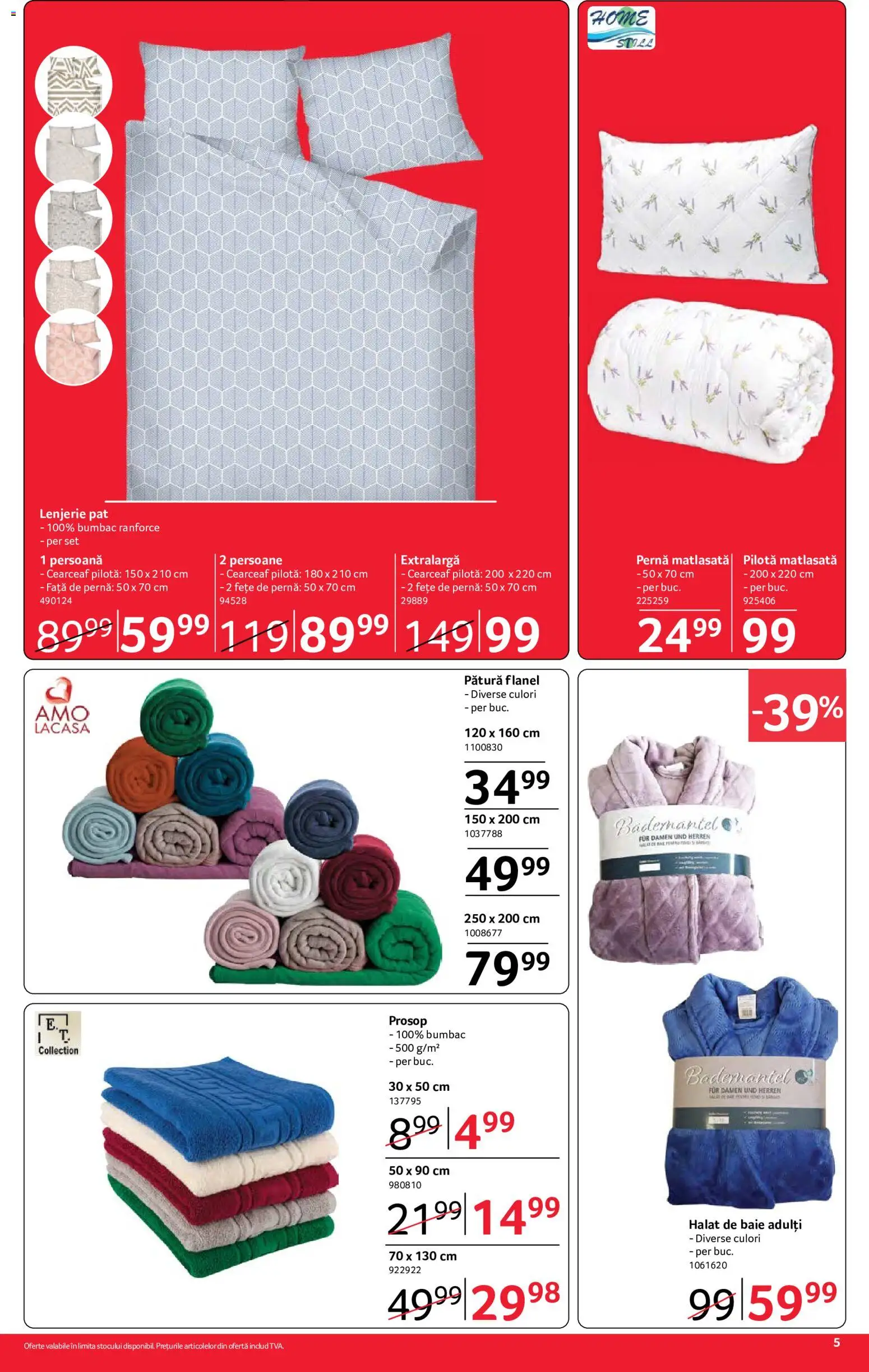 Noul catalog Selgros – valabil de la 21.08.2026 | Pagină: 5 | Produse: Pat, Pernă, Pătură, Față de pernă