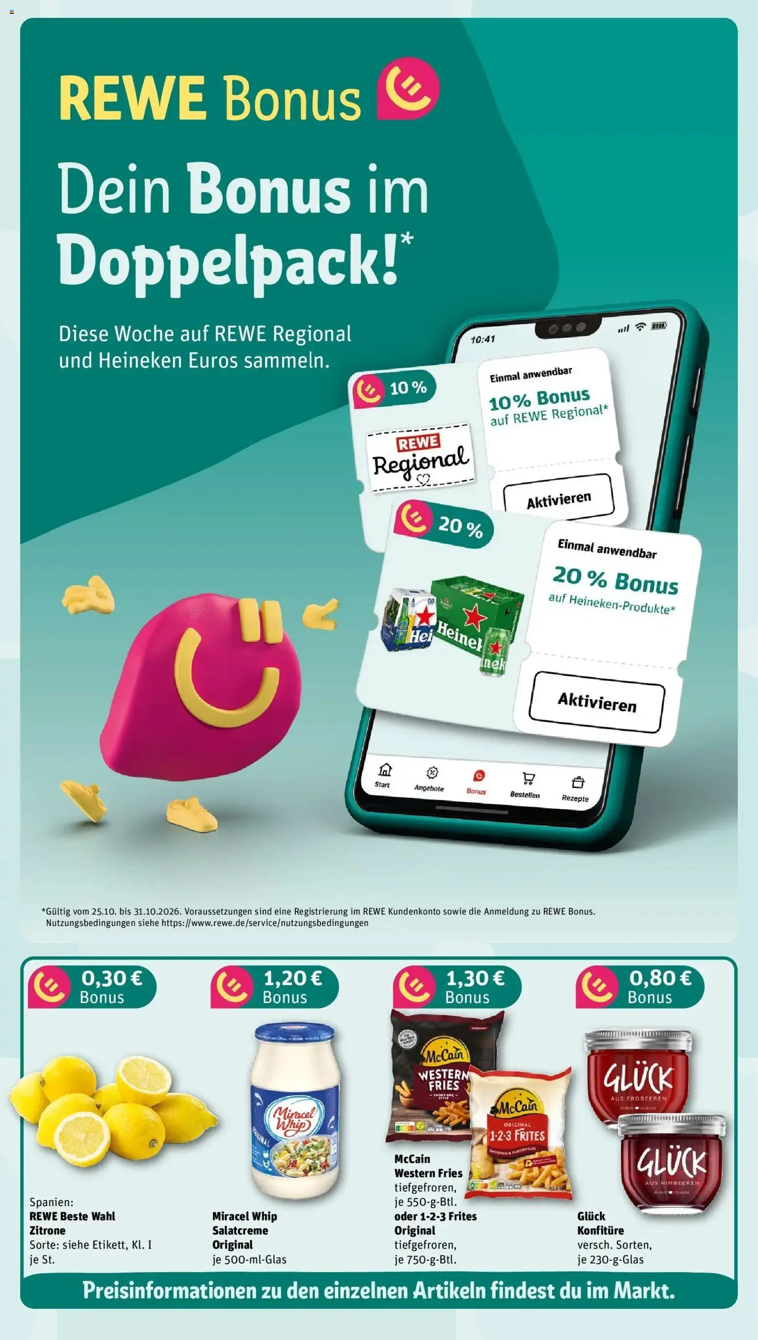 REWE Prospekt ab 26.10.2026 zum Blättern » Angebote | Seite: 3 | Produkte: Himbeeren, Miracel whip, Zitrone, Erdbeeren