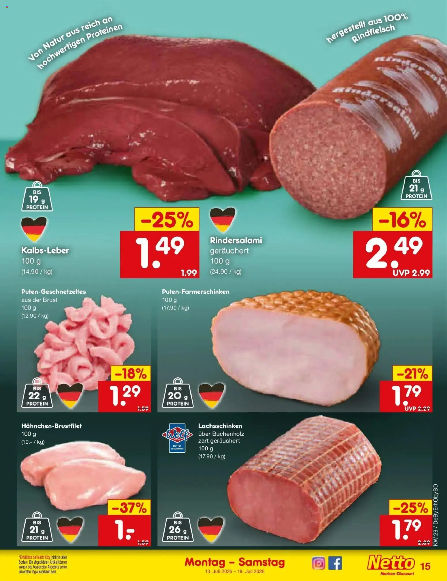 Netto Marken-Discount Prospekt Buttenwiesen – gültig ab 13.07.2026 | Seite: 19 | Produkte: Kalbsleber, Rindfleisch