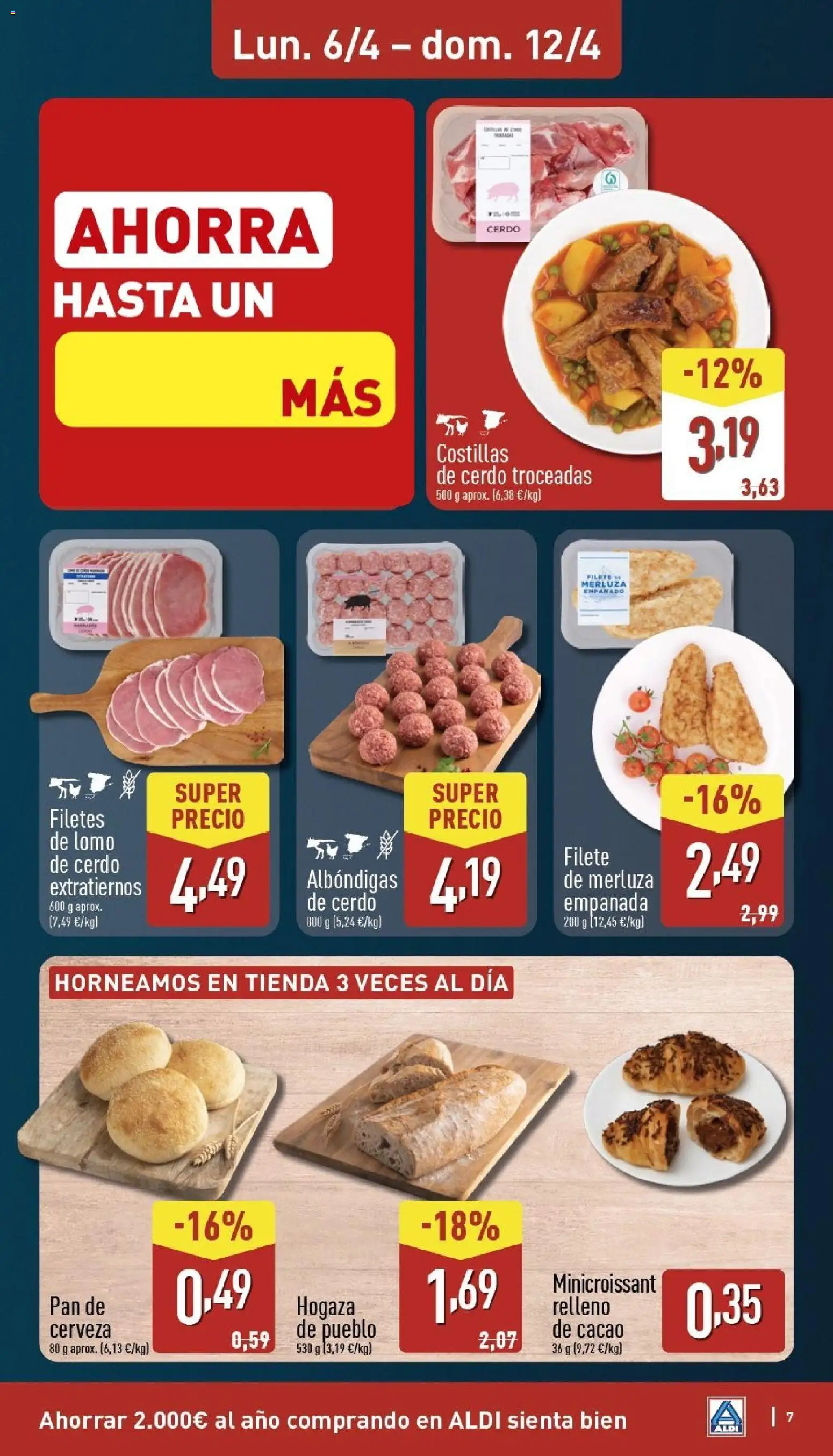 Aldi folleto Península │ válido desde el 06.04.2026 | Página: 7 | Productos: Pan, Cerveza, Cerdo, Φρυγανιές σικάλεως