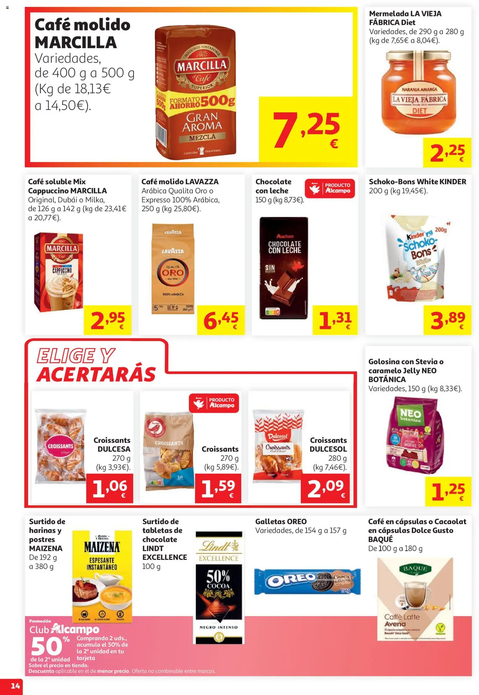 Alcampo HG Nacional Litoral │ válido desde el 15/07/2026 | Página: 14 | Productos: Leche, Café molido, Galletas, Μηχανή καφέ