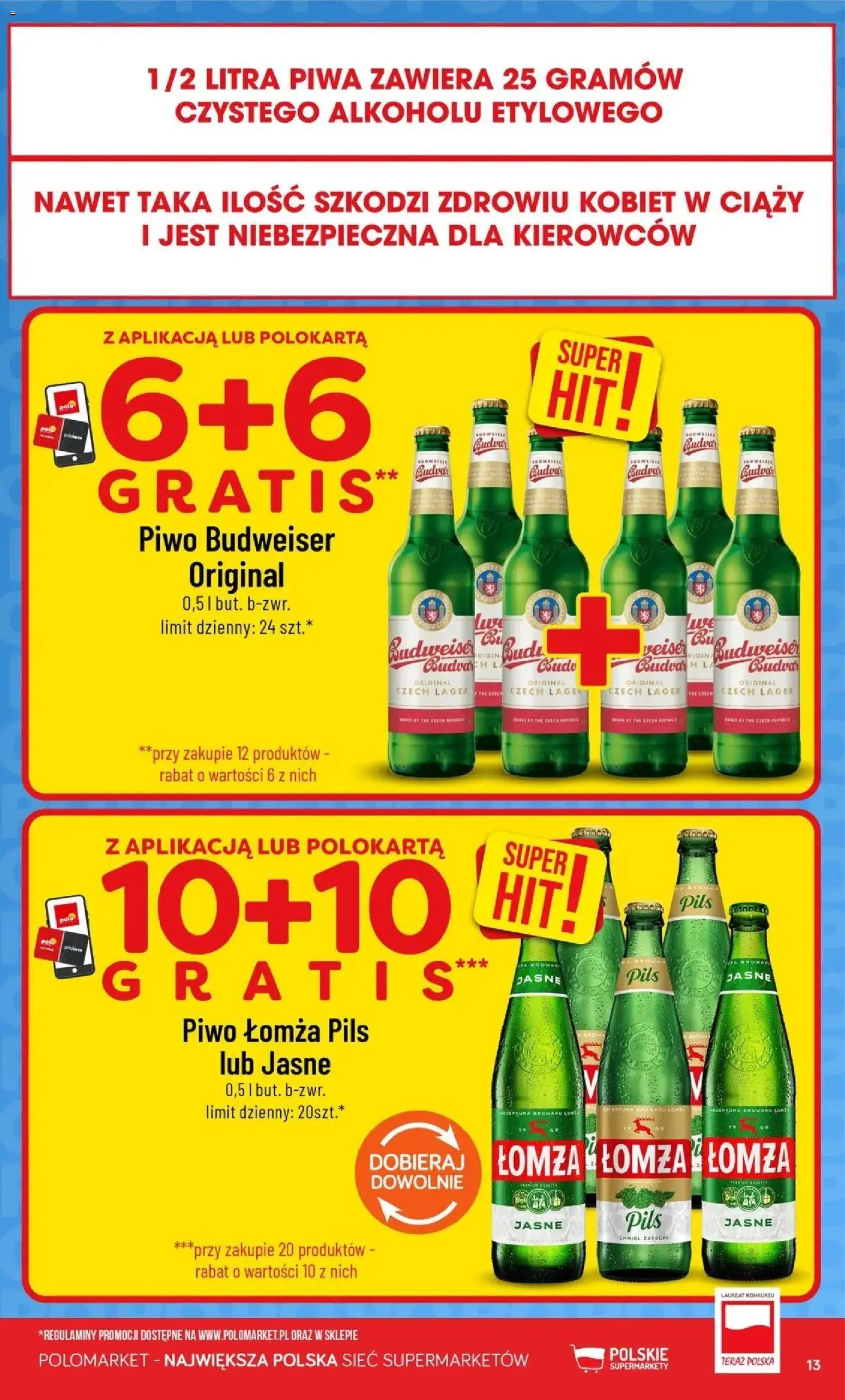 Nowa POLOmarket gazetka od jutra 09.09.2026 | Strona: 13 | Produkty: Budweiser, Piwo Budweiser, Piwo