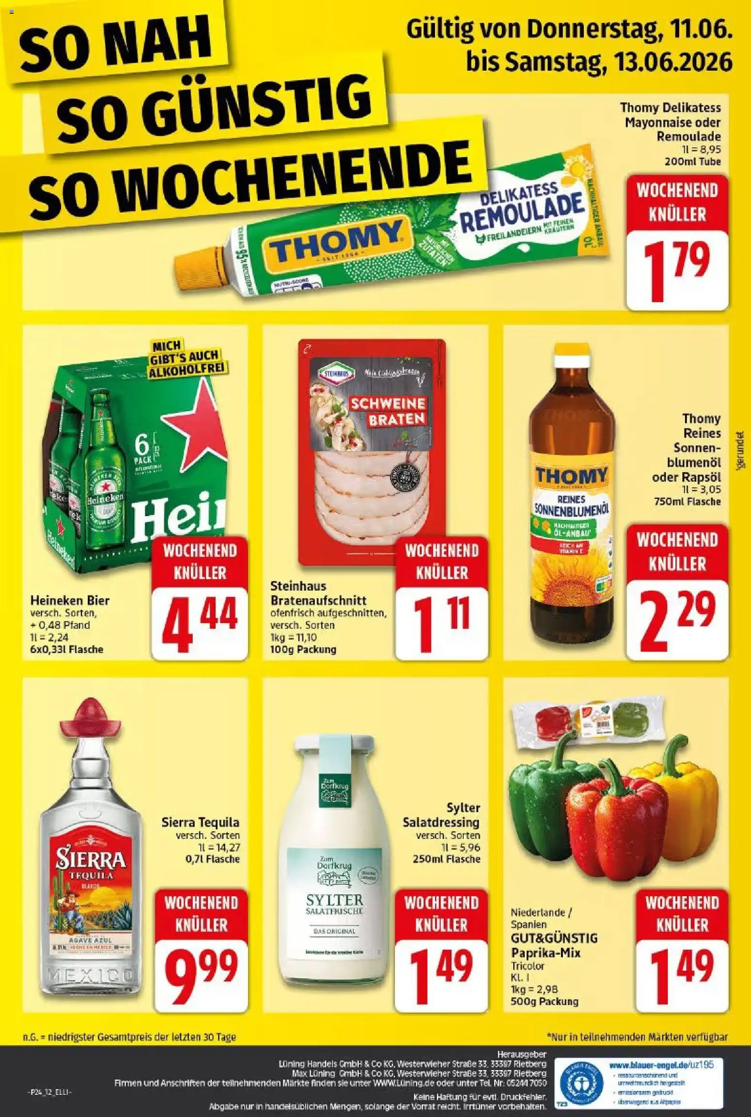 Elli Markt Prospekt Gütersloh – gültig ab 08.06.2026 | Seite: 12 | Produkte: Bier, Sonnenblumenol, Heineken, Mayonnaise
